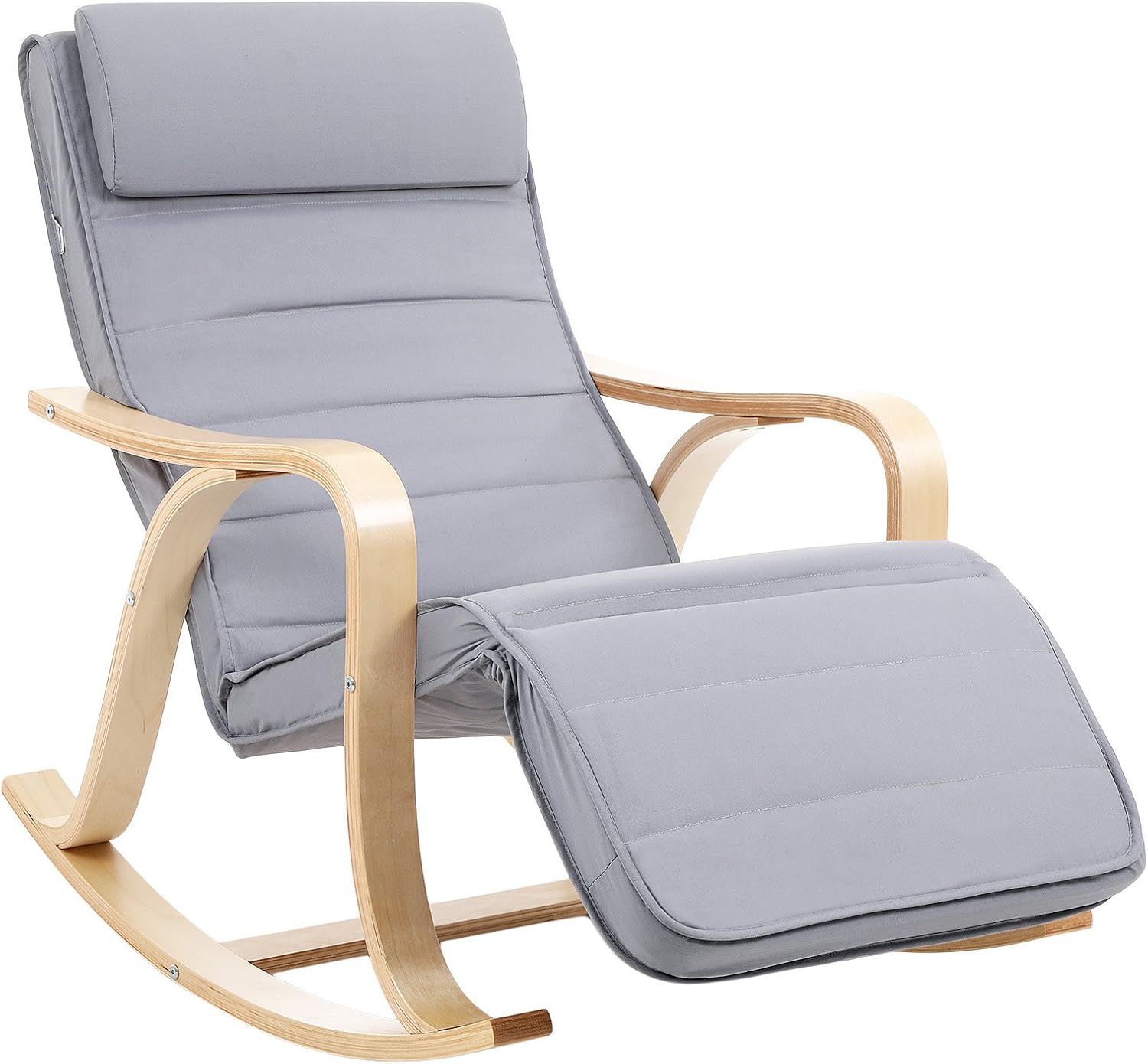 Detalle de SONGMICS Sedia a Dondolo in Legno di Betulla LYY41G: comfort, stile e praticità a 5 altezze