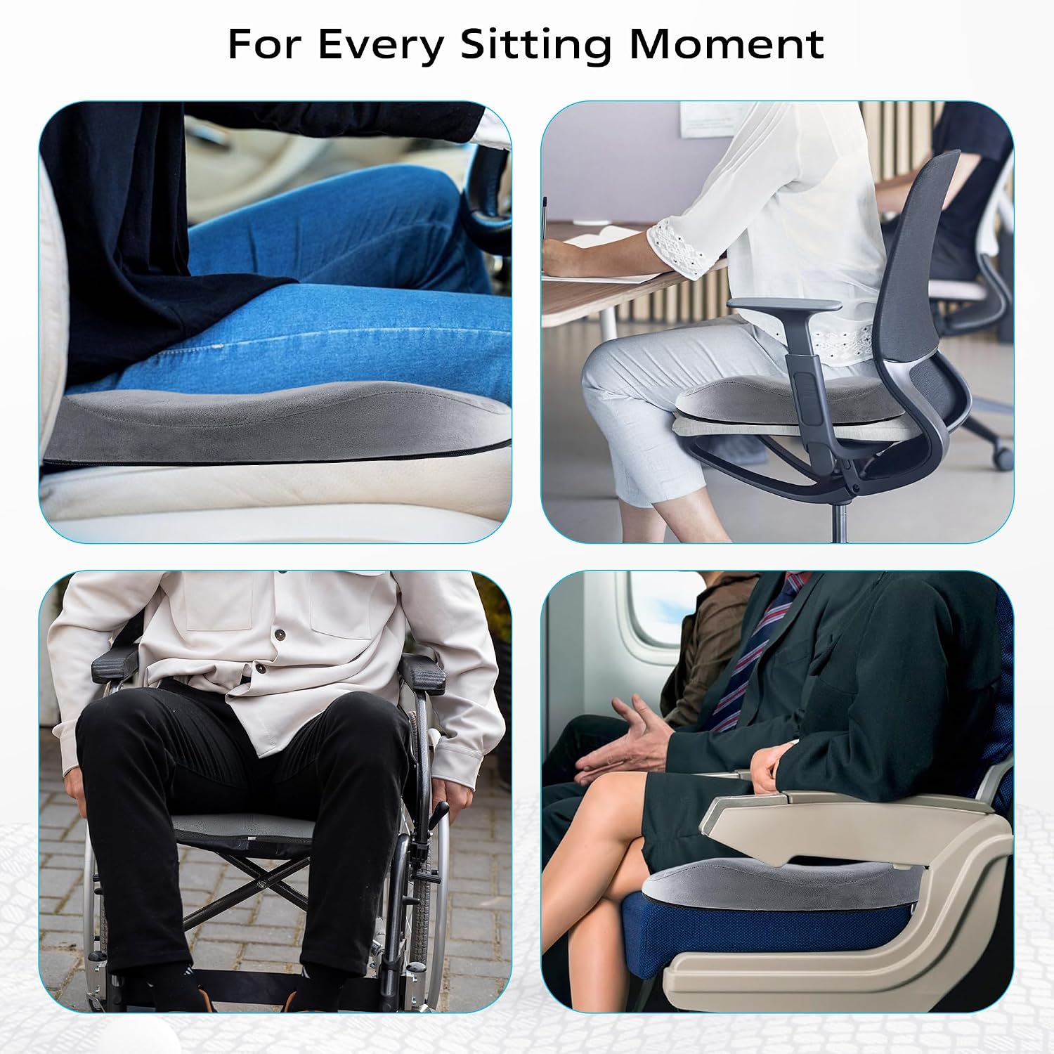 Detalle 2 de HELILBSRIAIN ciambella ergonomica in memory foam per sedia e auto, con foro centrale e base antiscivolo