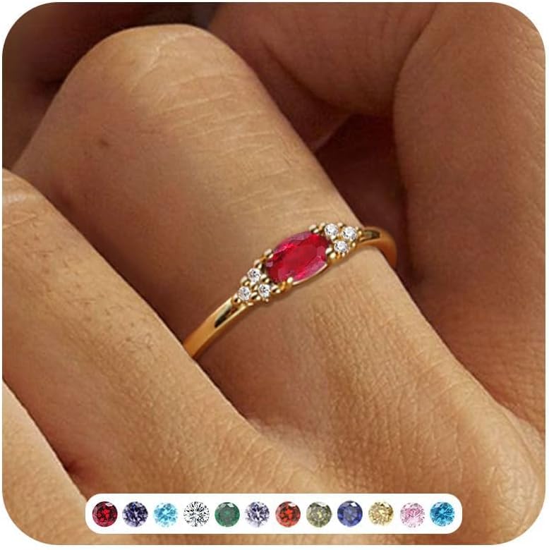 Detalle de ZNBOH Geburtsstein Ring 18K vergoldet