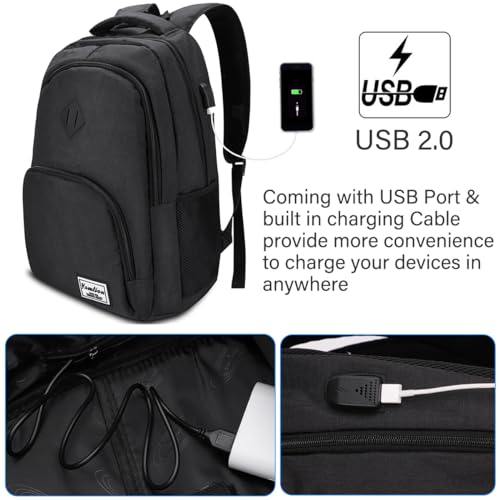 Thumbnail 6 de YAMTION Mochila Escolar para portátil de 17.3" (32 L) con USB y tejido repelente al agua