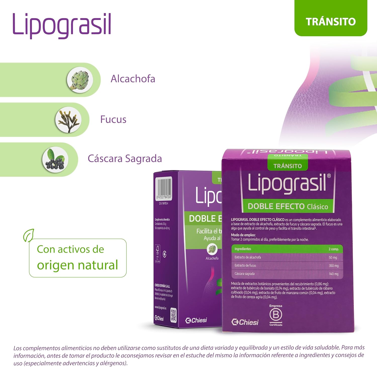 Thumbnail 1 de LIPOGRASIL Clásico Doble Efecto - 50 comprimidos: fucus, alcachofa y cáscara sagrada