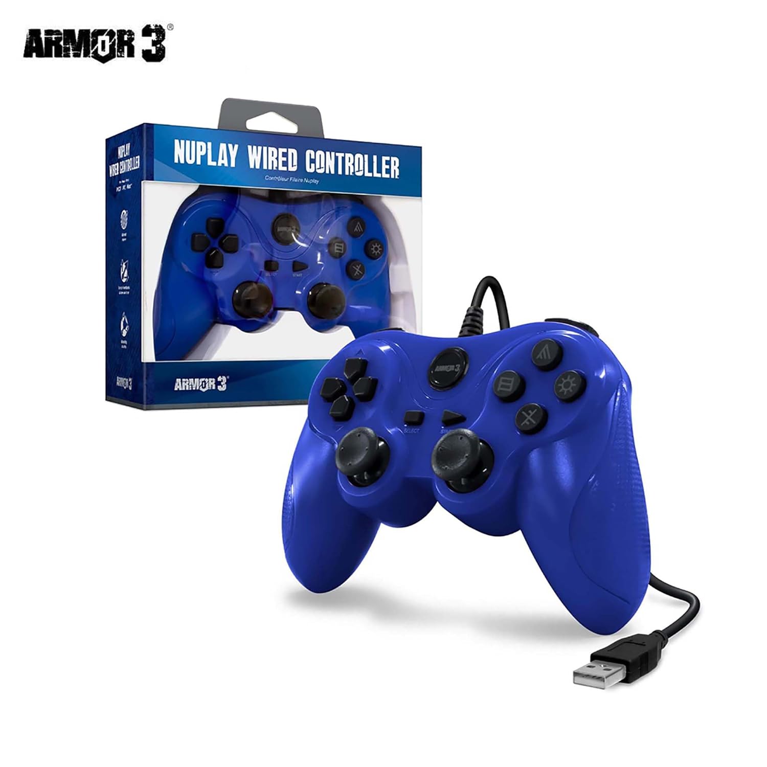 Detalle de Armor3 Nuplay Wired Game Controller for PS3 (Blue)
