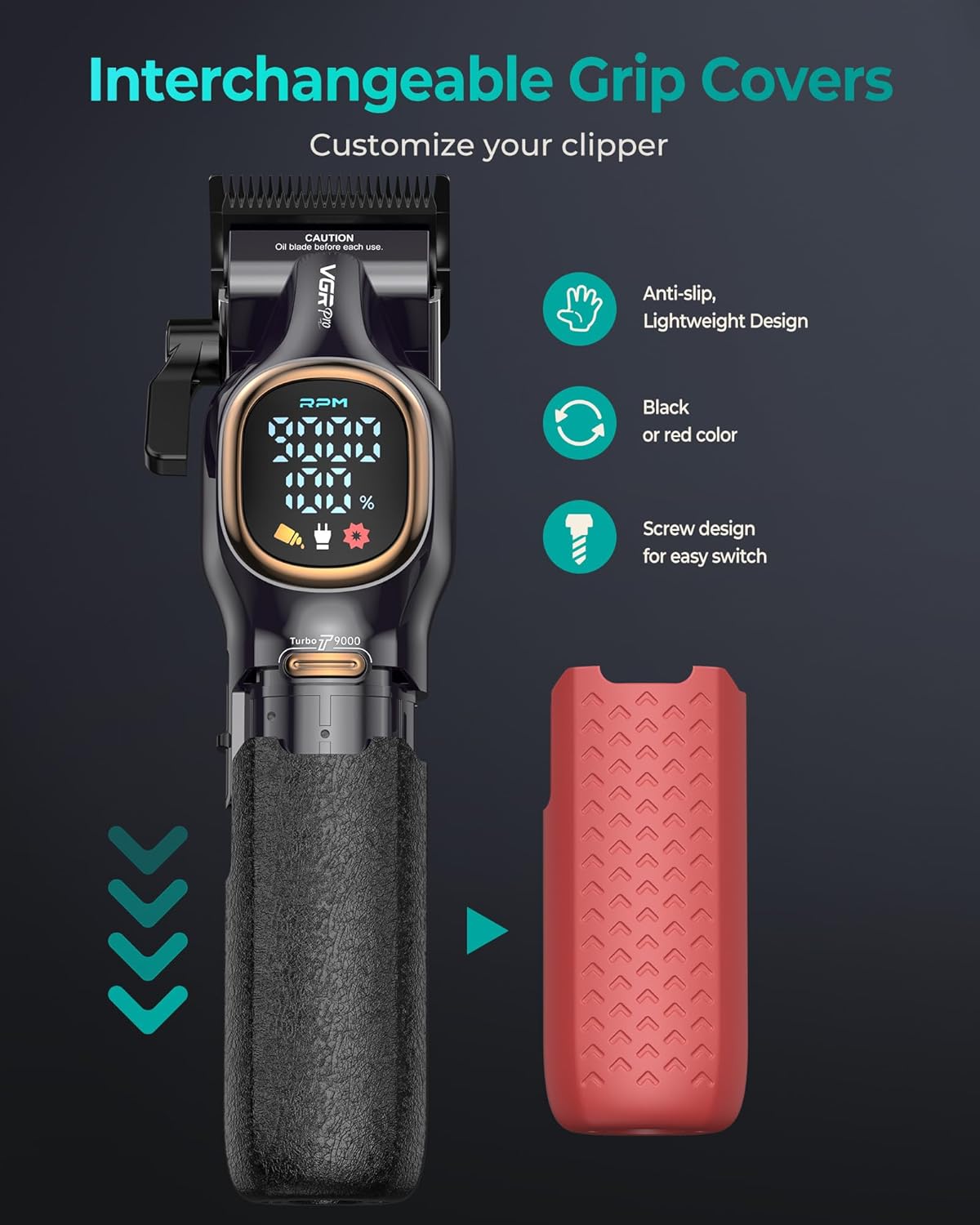 Thumbnail 6 de VGRPRO Professional Hair Clippers for Men Cordless Clipper & Zero-Gapped Trimmer Set (Black)