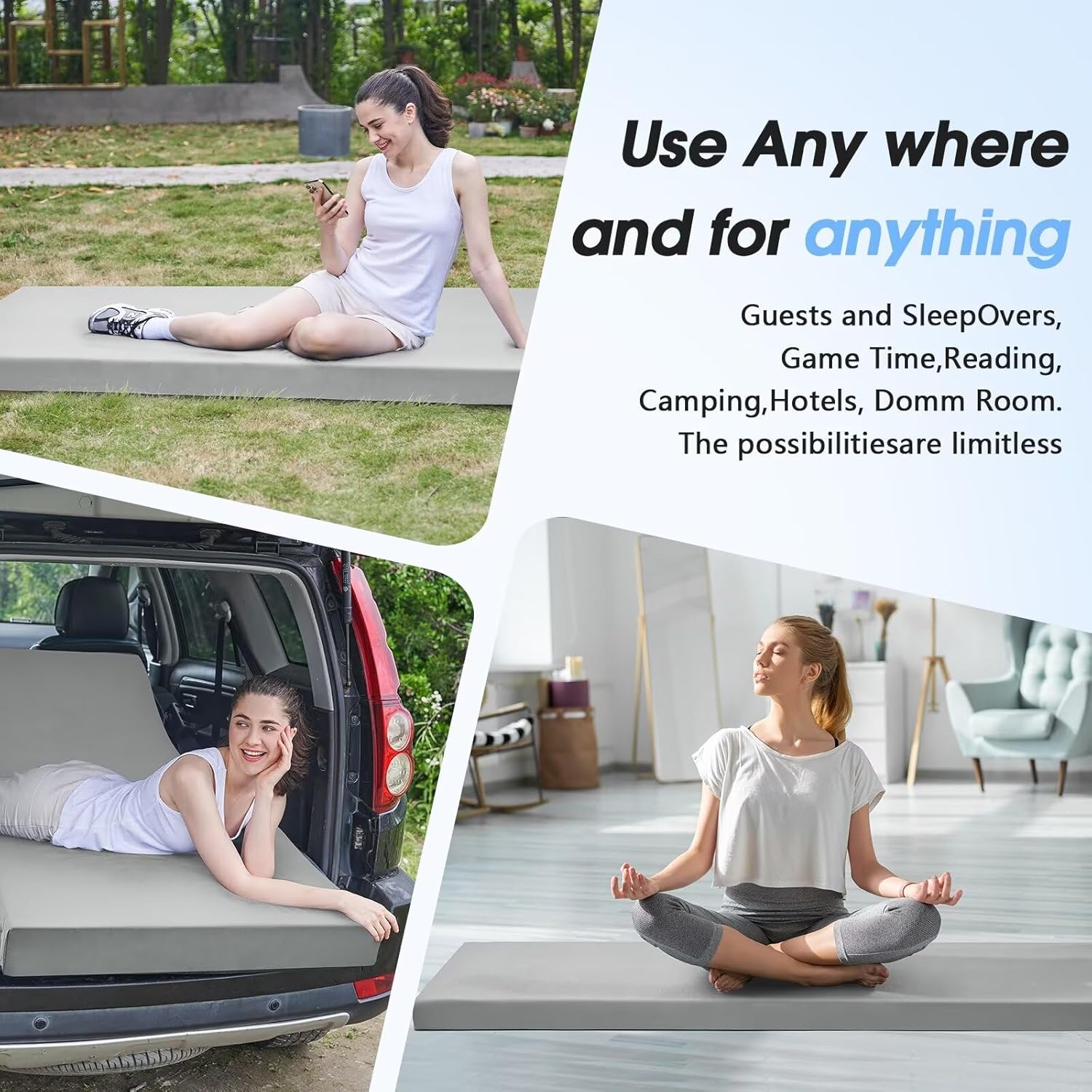 Thumbnail 5 de CYMULA Memory Foam Camping Mattress Pad (3-inch) with Non-Slip Roll-Up Design