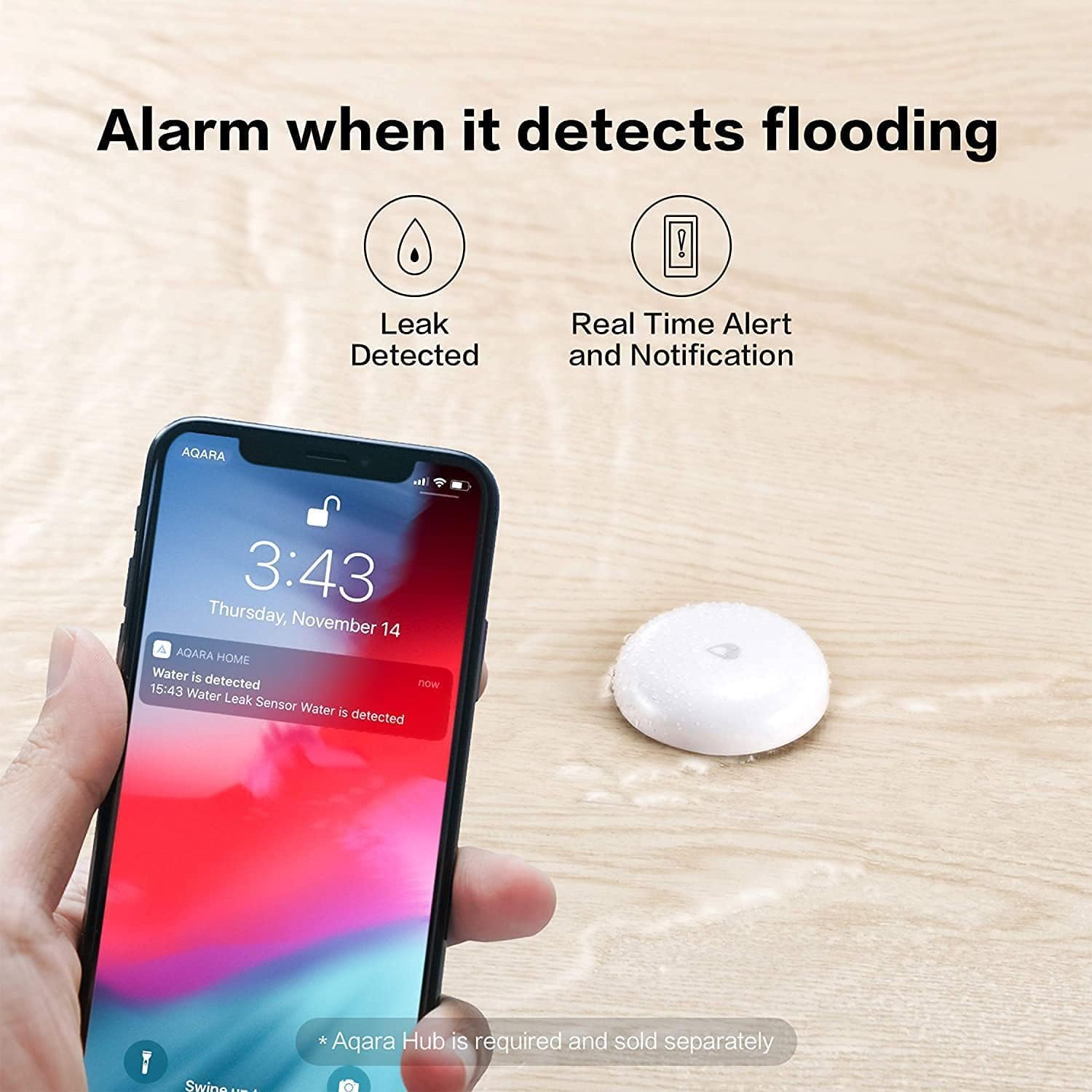 Detalle de Aqara Wassermelder – Drahtloser Flutdetektor mit Aqara Hub, IP67