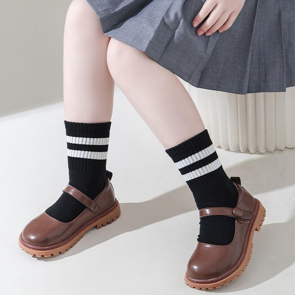 Detalle de FedMois 9 Pairs Kids Crew Socks – Cotton School & Sports Socks