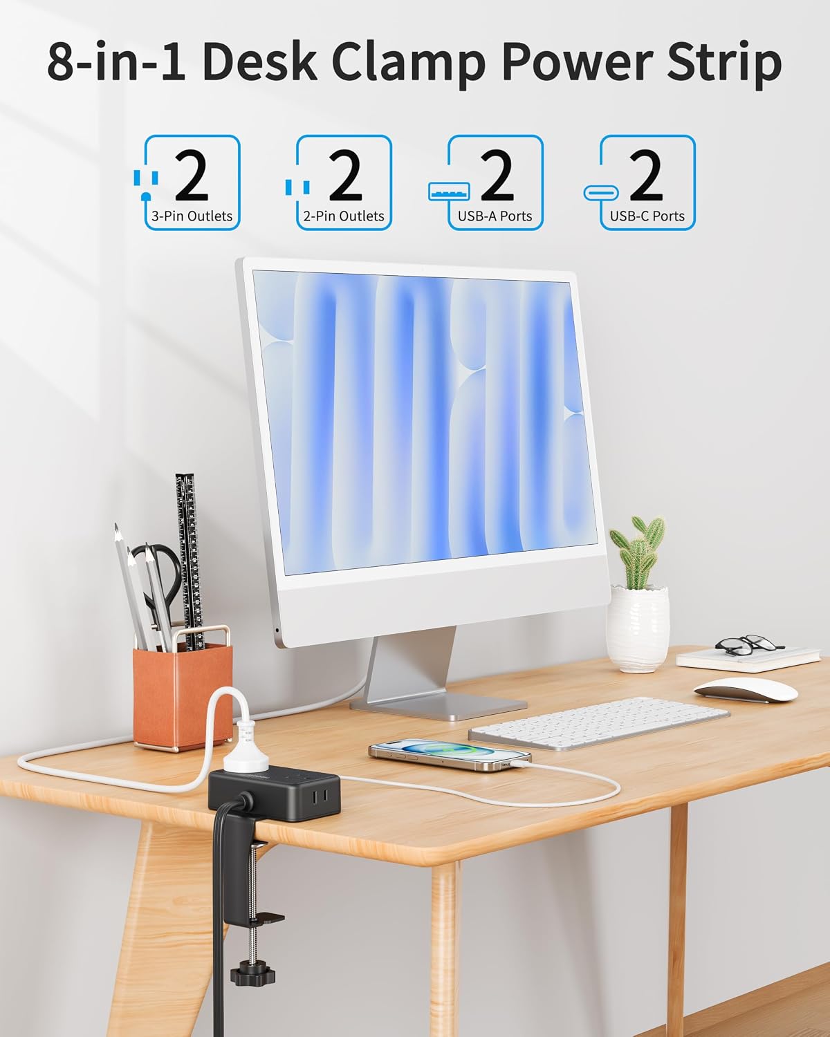 Detalle 2 de Desk Clamp Power Strip, 4 Outlets