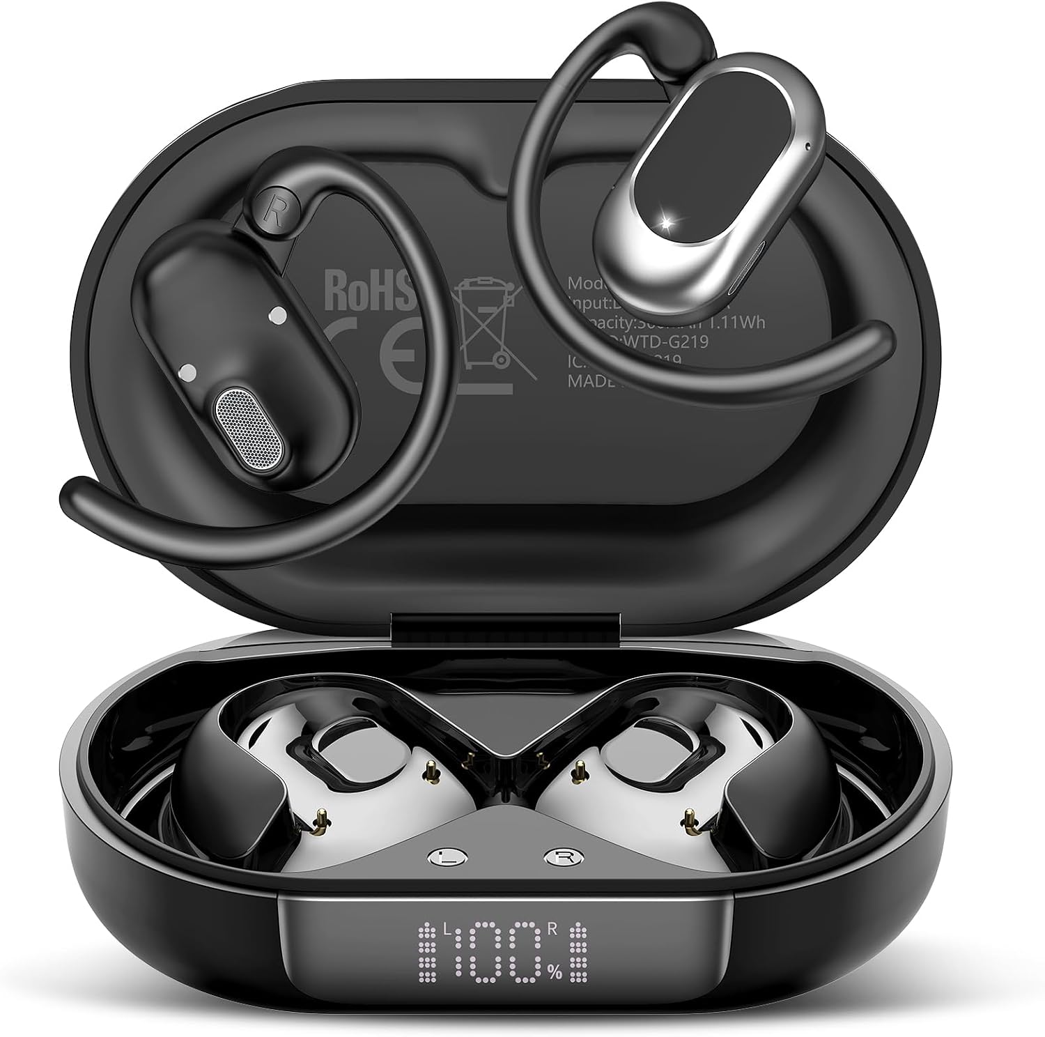 Detalle de Open Ear Headphones 2026: Over-Ear Earbuds with 4 Noise-Canceling Mics and 36H Battery