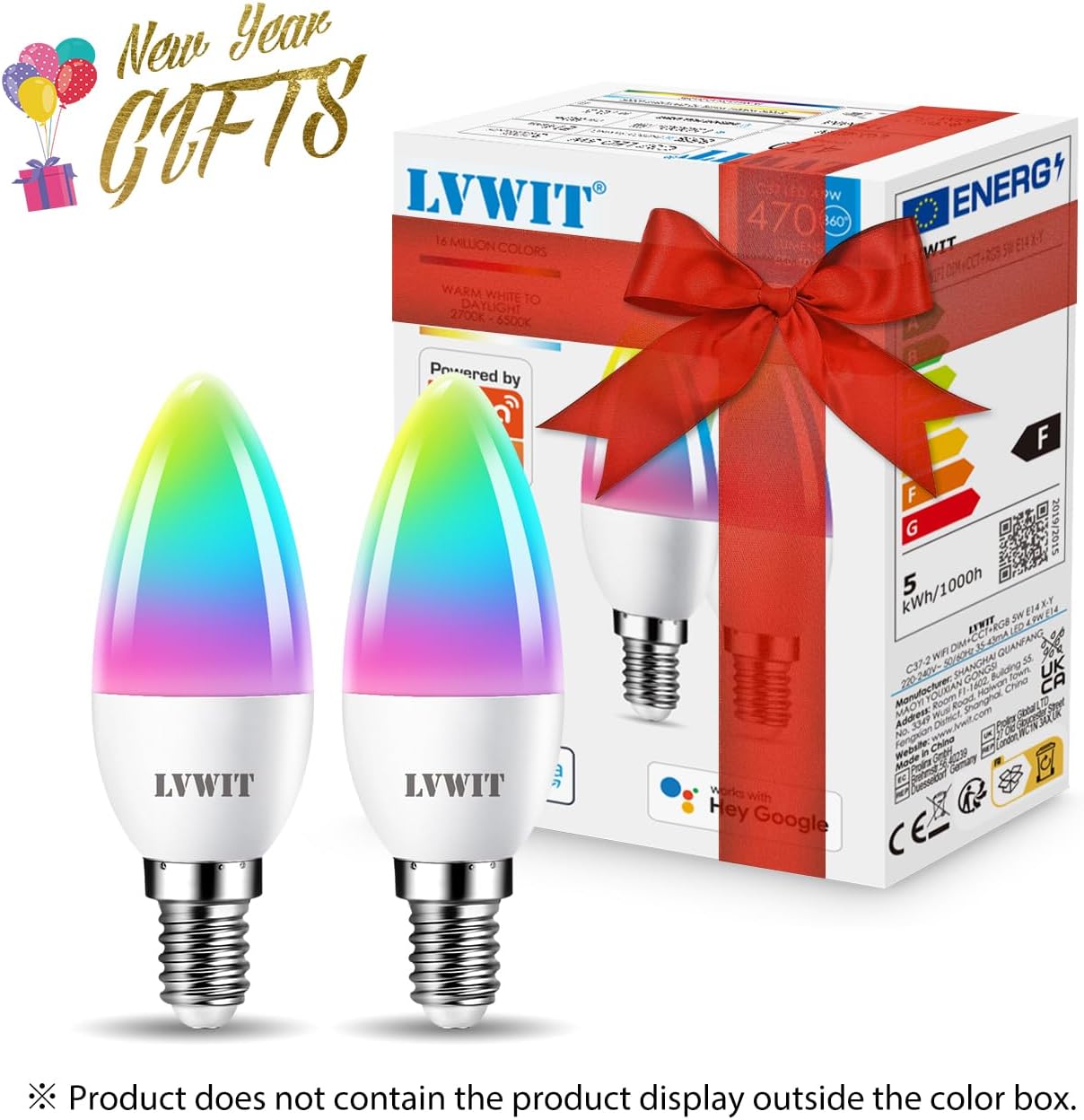 Thumbnail 1 de LVWIT E14 Screw Smart Bulb – 4.9W, 470lm, 2-Pack, Alexa & Google Assistant Compatible