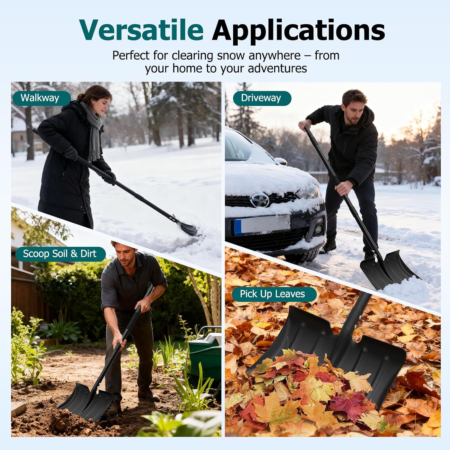 Thumbnail 6 de Wormutong Heavy Duty Metal Snow Shovel, Adjustable Handle, 41 cm Steel Blade