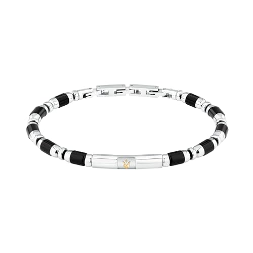 Detalle de Maserati Bracelet homme en acier, pierres, longueur 22 cm – Collection ICONIC