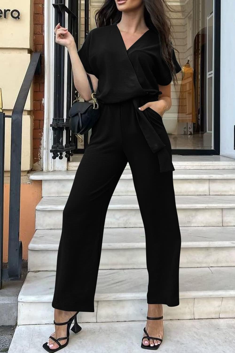 Detalle de PRETTYGARDEN wrap jumpsuit romper dress
