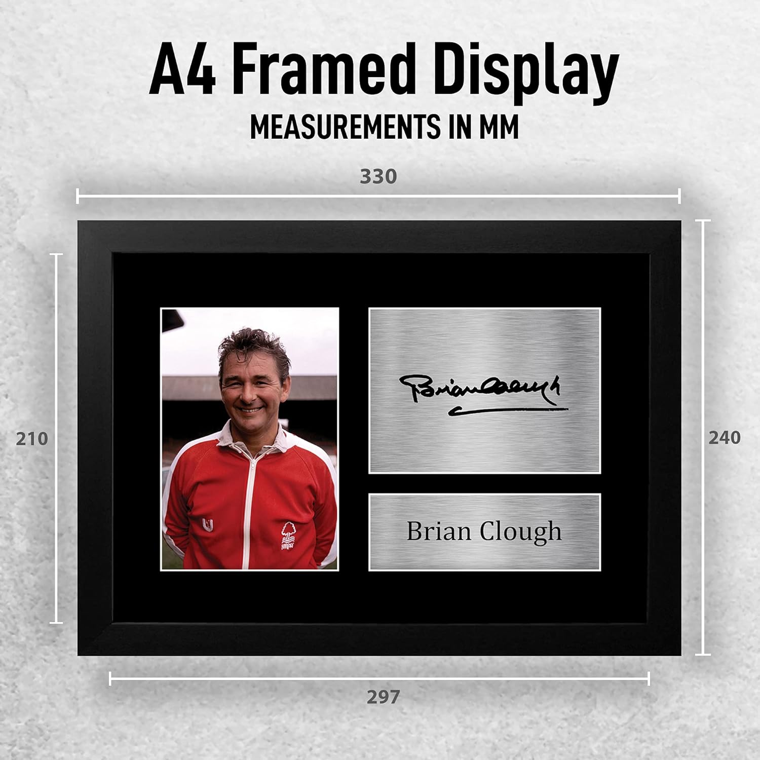 Thumbnail 1 de HWC Trading Brian Clough gift signed, framed A4 printed autograph photo display for Nottingham Forest fans