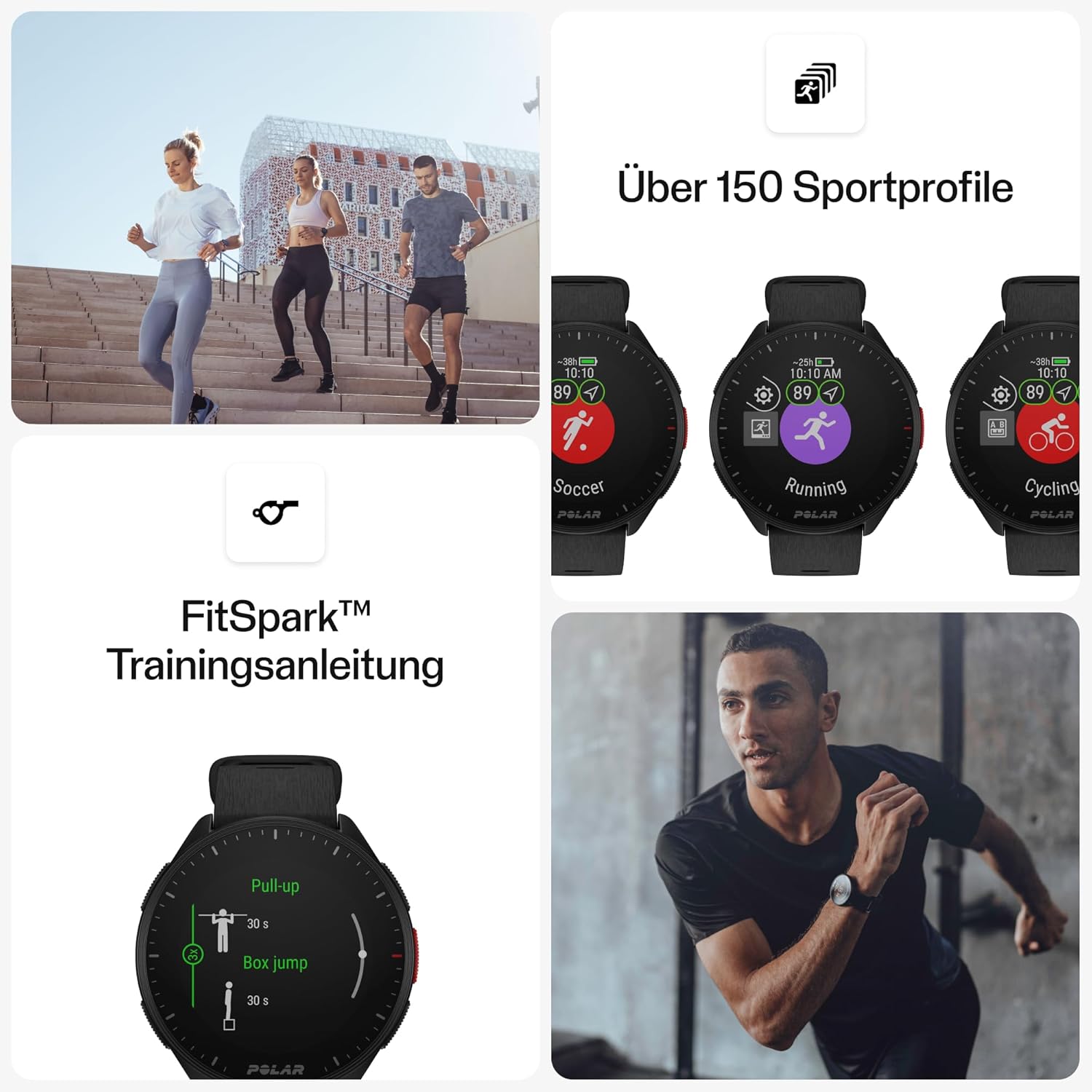 Thumbnail 4 de Polar Pacer GPS-Laufuhr mit helles Display, präzisem Pulsmesser & Trainings-/Erholungsfunktionen