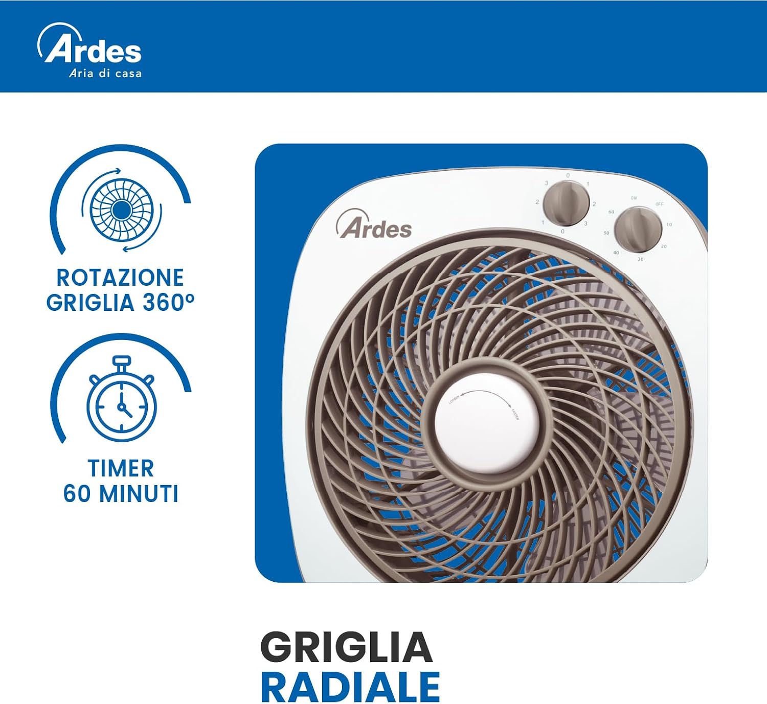 Detalle de Ardes FLOOR 26: Ventilatore Portatile 45W con Oscillazione e 6 Pale