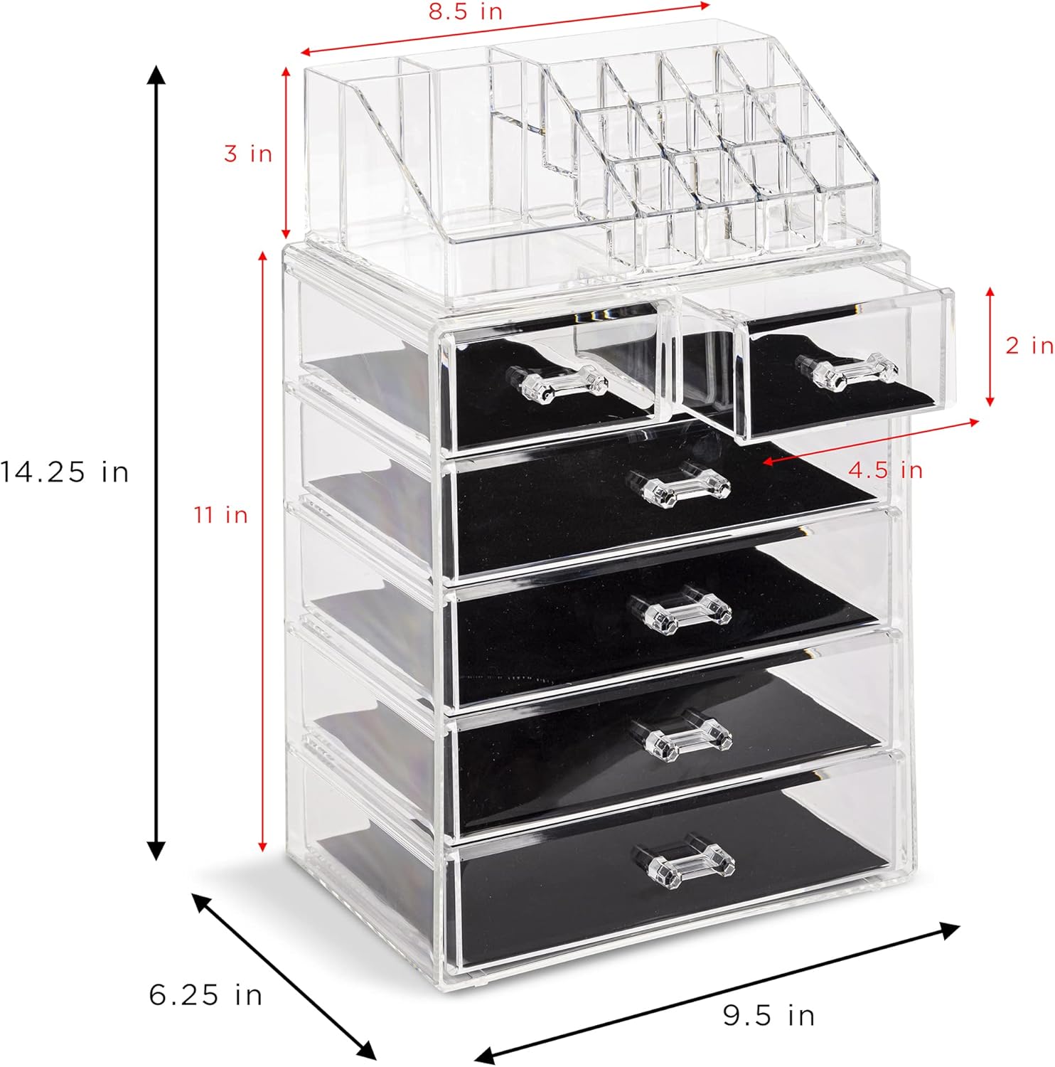 Thumbnail 3 de Sorbus Acrylic Makeup Organizer Set: 6-Drawer Vanity Storage for Cosmetics, Brushes, and Jewelry