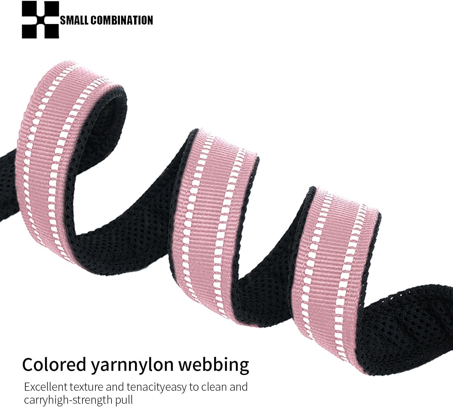 Detalle de Small Combination Dog Leash with Padded Handle, Reflective Trim and 110cm Rope (Pink, S)