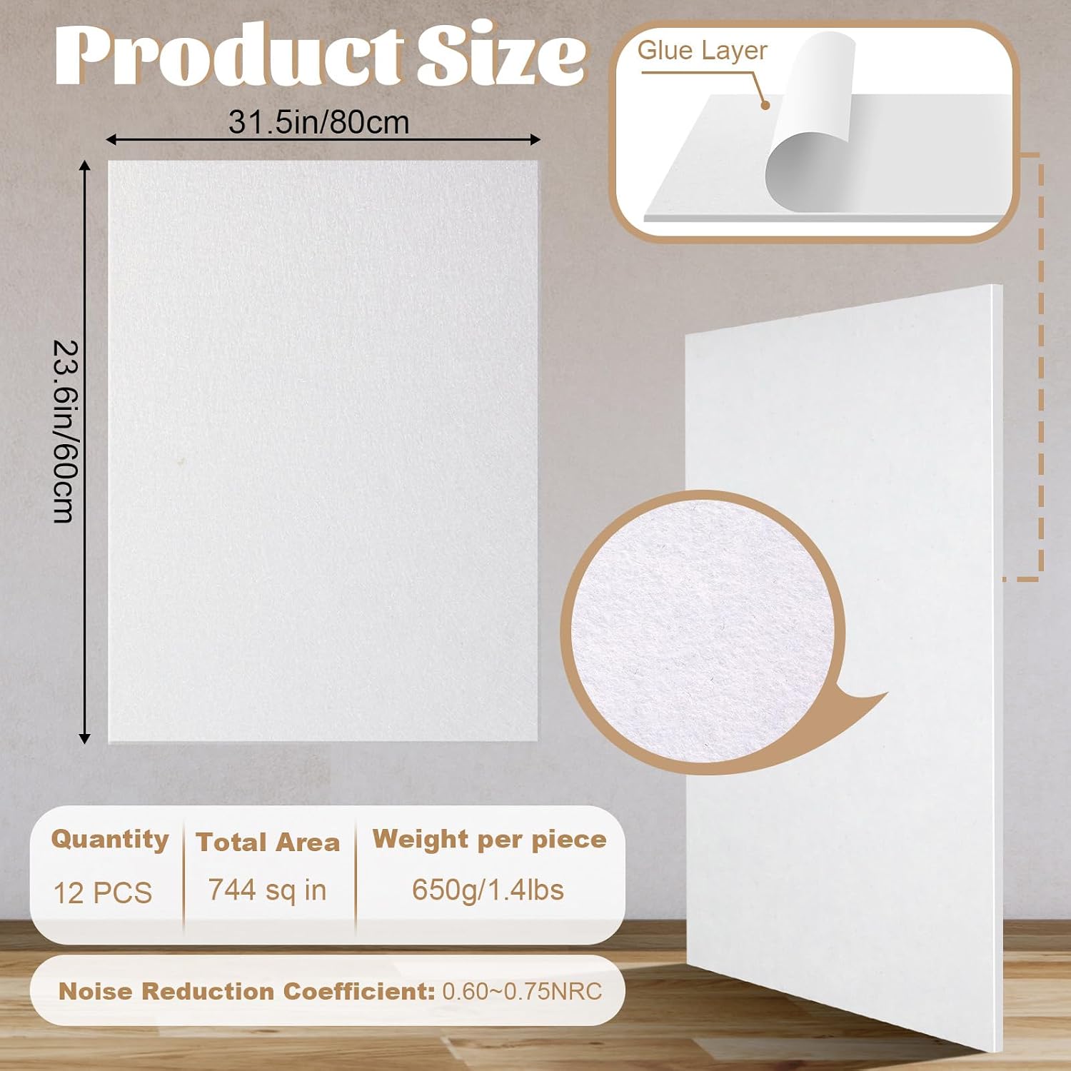 Thumbnail 1 de Pushglossy MUY-Pushglossy-0937 Acoustic Panels, 12-Pack Polyester, White