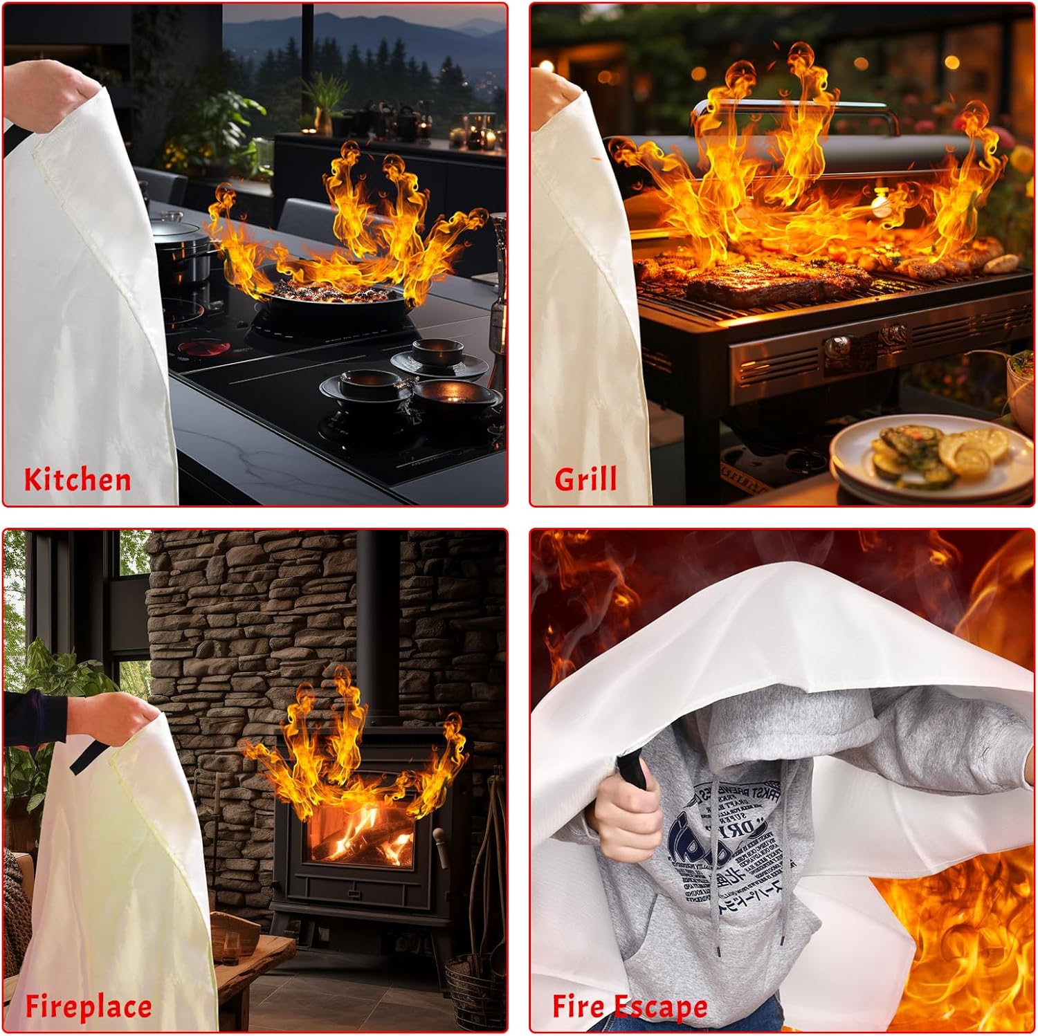 Thumbnail 5 de VitaPolaris Heavy-Duty Fire Blanket 4-Pack 🧯