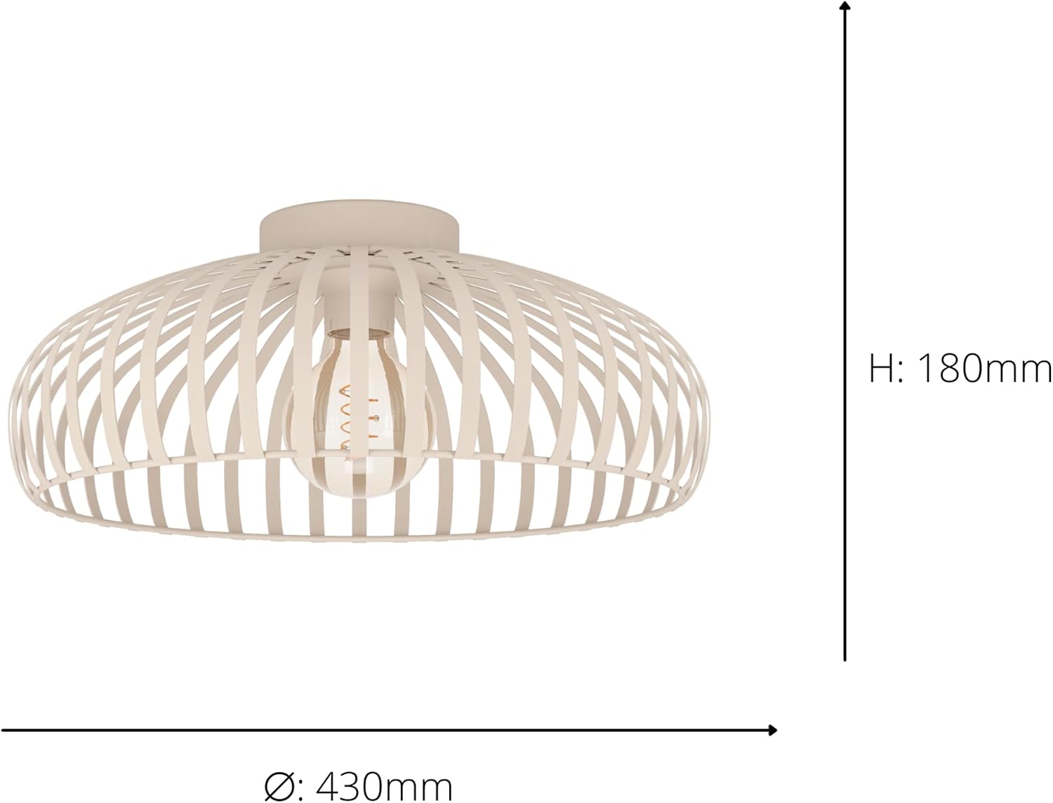 Detalle de EGLO Mogano 3 901747 – lampa sufitowa z metalową klatką, beżowa, E27