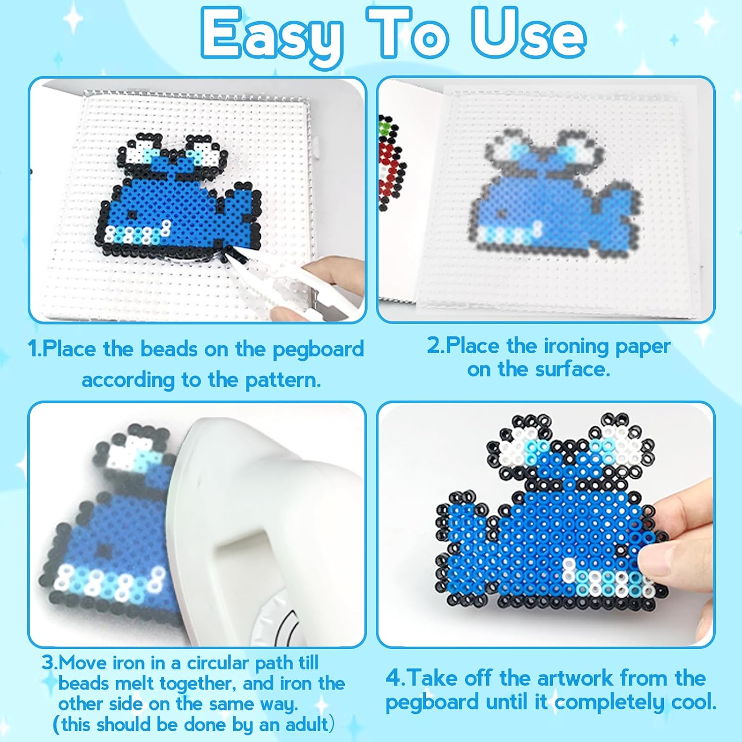 Detalle de 11000 Fuse Beads Kit for Kids – 20 Colours, 5mm Beads, Storage Box & Accessories
