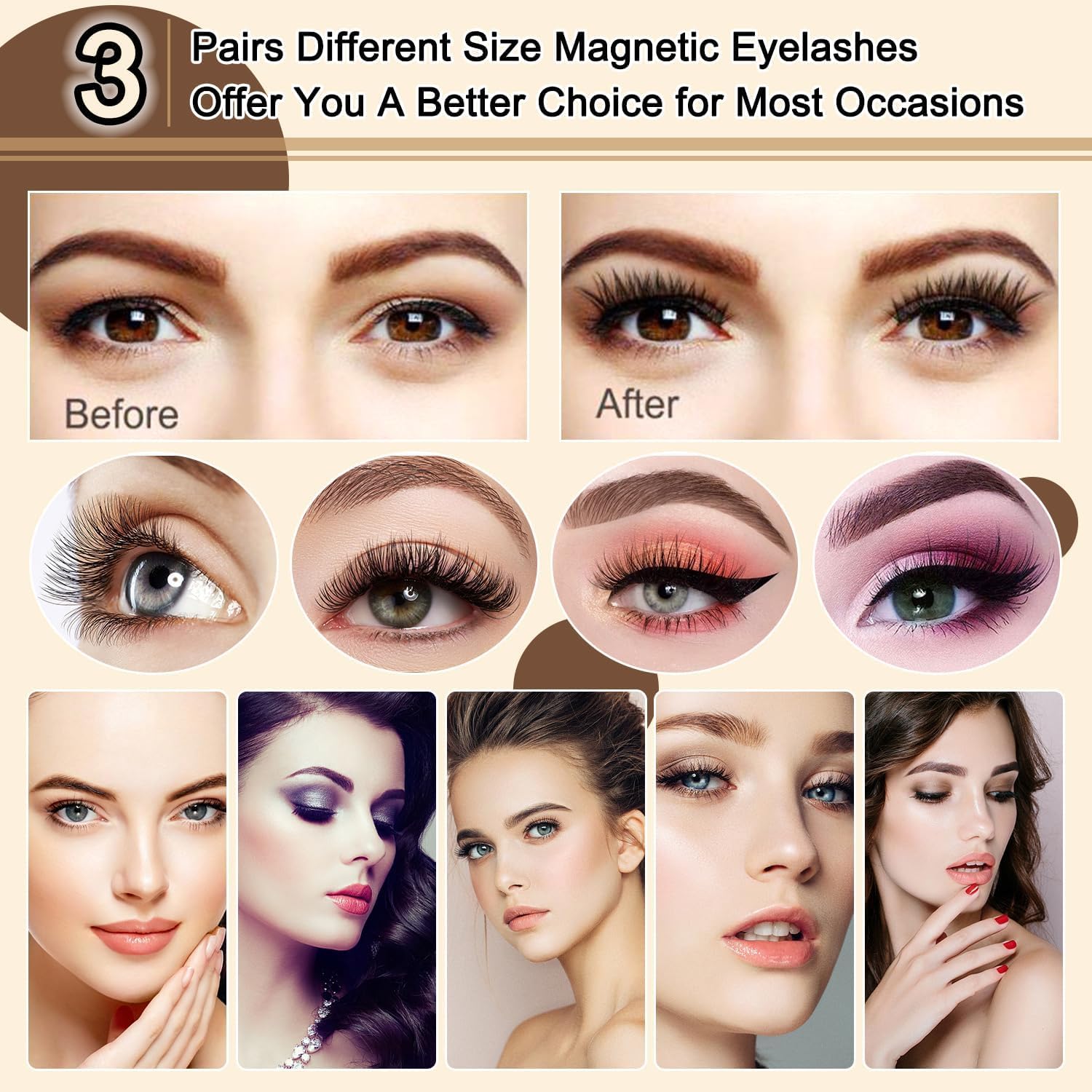 Thumbnail 2 de Chiosa Magnetische Wimpern (ohne Eyeliner) – 3D Fake Magnetic Lashes Set mit Zange, wiederverwendbar (Schwarz)