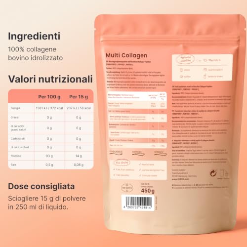 Thumbnail 7 de SHEKO Collagene Idrolizzato in Polvere – Bovino Tipo 1, 2 e 3 – 450 g