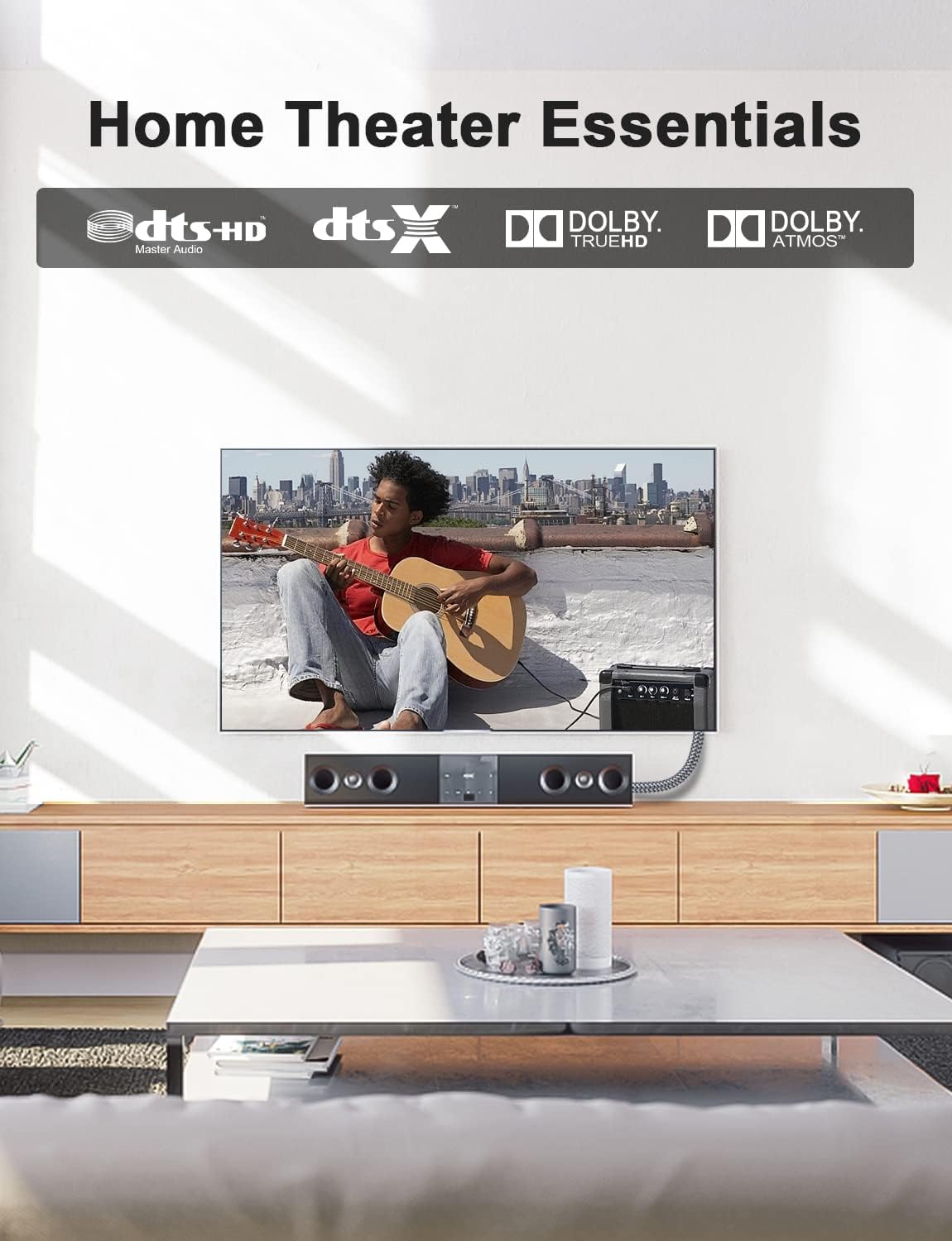 Detalle de SOUNDFAM Optisches Kabel 1 m Grau (Toslink) mit 90° Dual-Stecker für Samsung TV, Soundbar & AV-Receiver