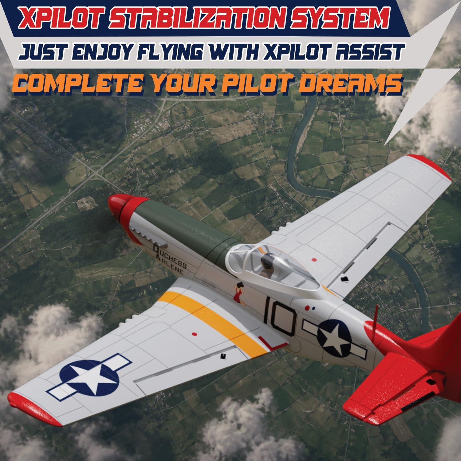Detalle 2 de LEAMBE WS-YM-RED Brushless 4-Channel RC P-51 Mustang Airplane