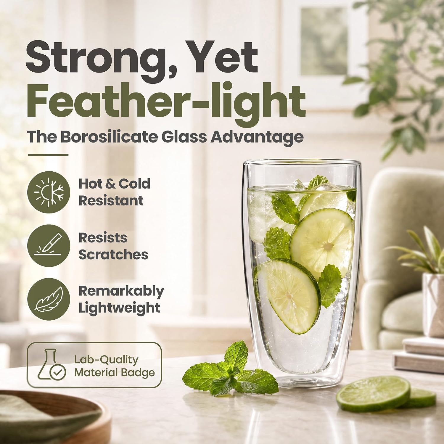 Thumbnail 2 de Dimono Double-Wall Borosilicate Glass Tumbler, 450 ml