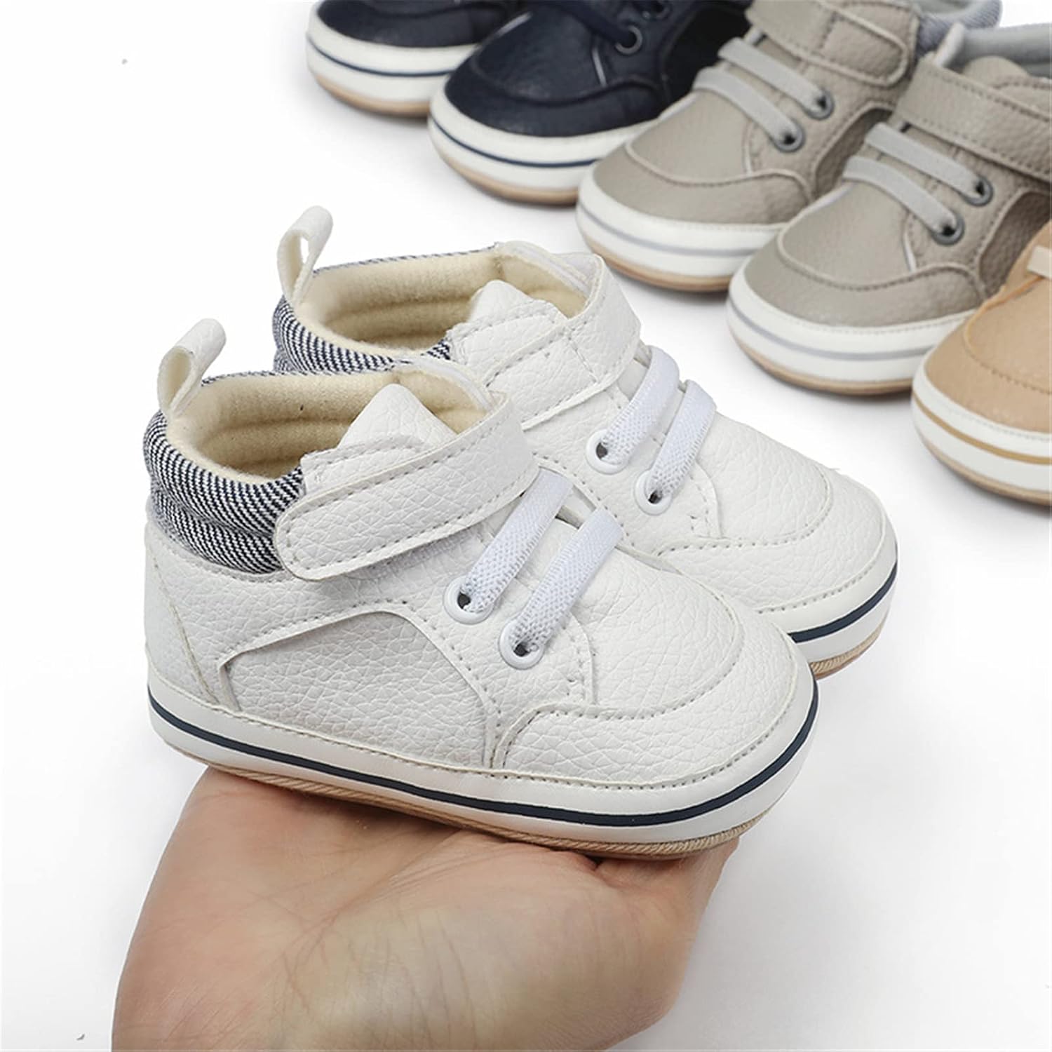 Detalle 2 de RVROVIC toddler first walkers PU leather anti-slip sneakers & soft ankle boots