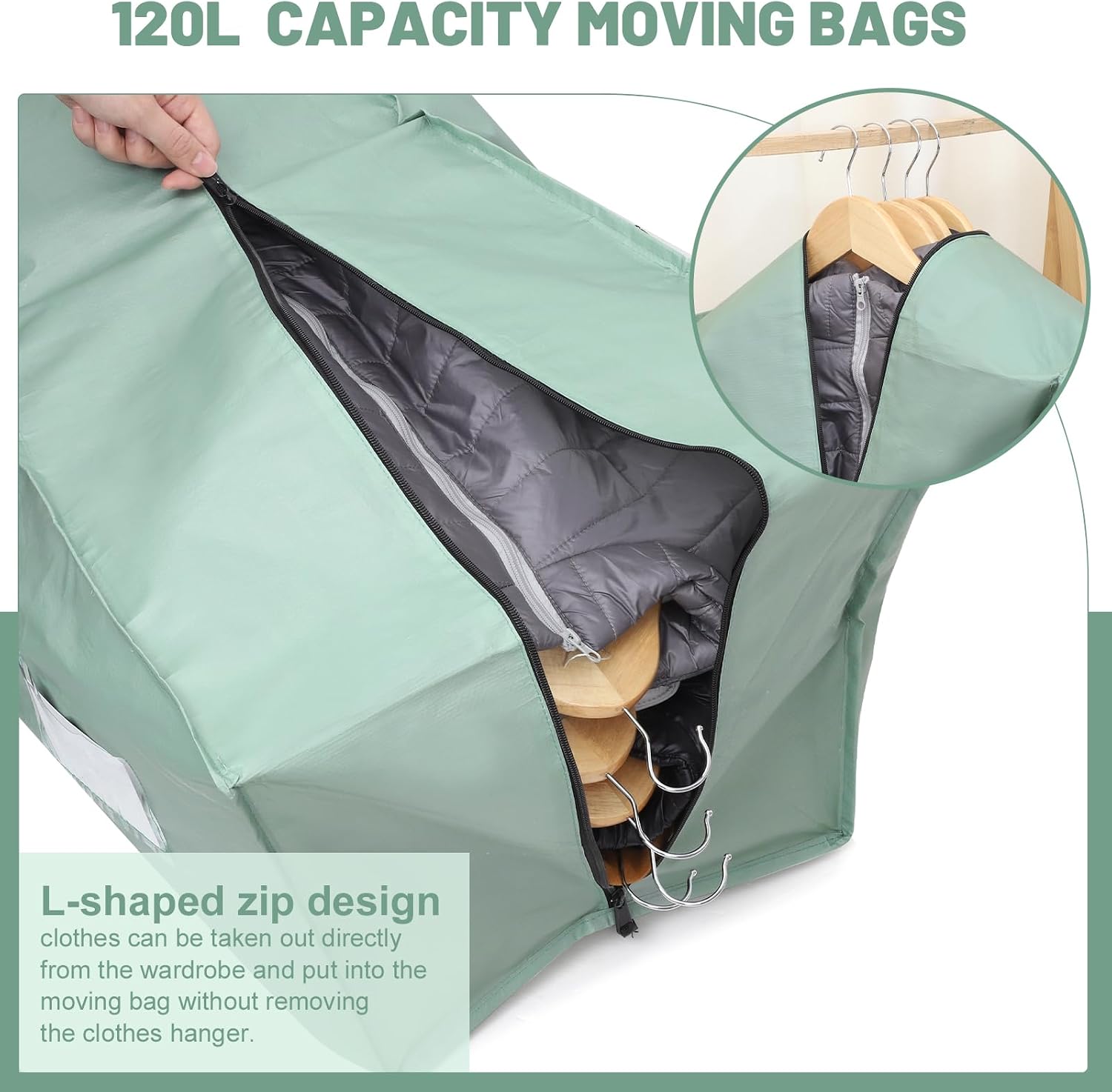 Thumbnail 4 de Dntorx 4 Pack 120L heavy duty moving bags