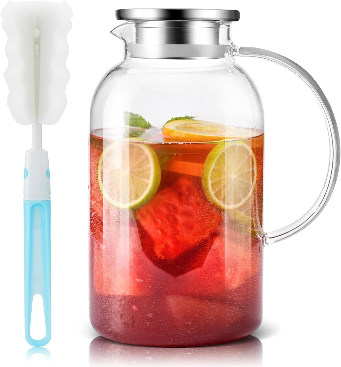 Thumbnail 6 de SUSTEAS 2 Liter Glas-Karaffe mit Deckel – Schwenkkaraffe für Selbstgemachte Getränke