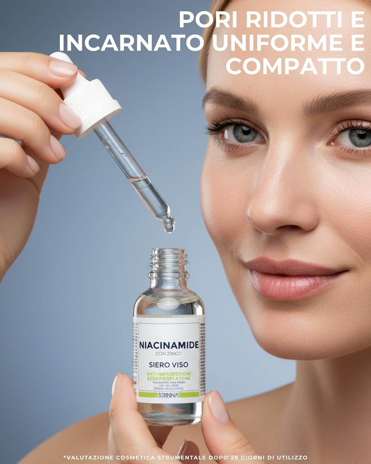 Detalle de SERININA Siero Viso Niacinamide e Zinco | Glass Skin Ritual – Made in Italy, 30ml