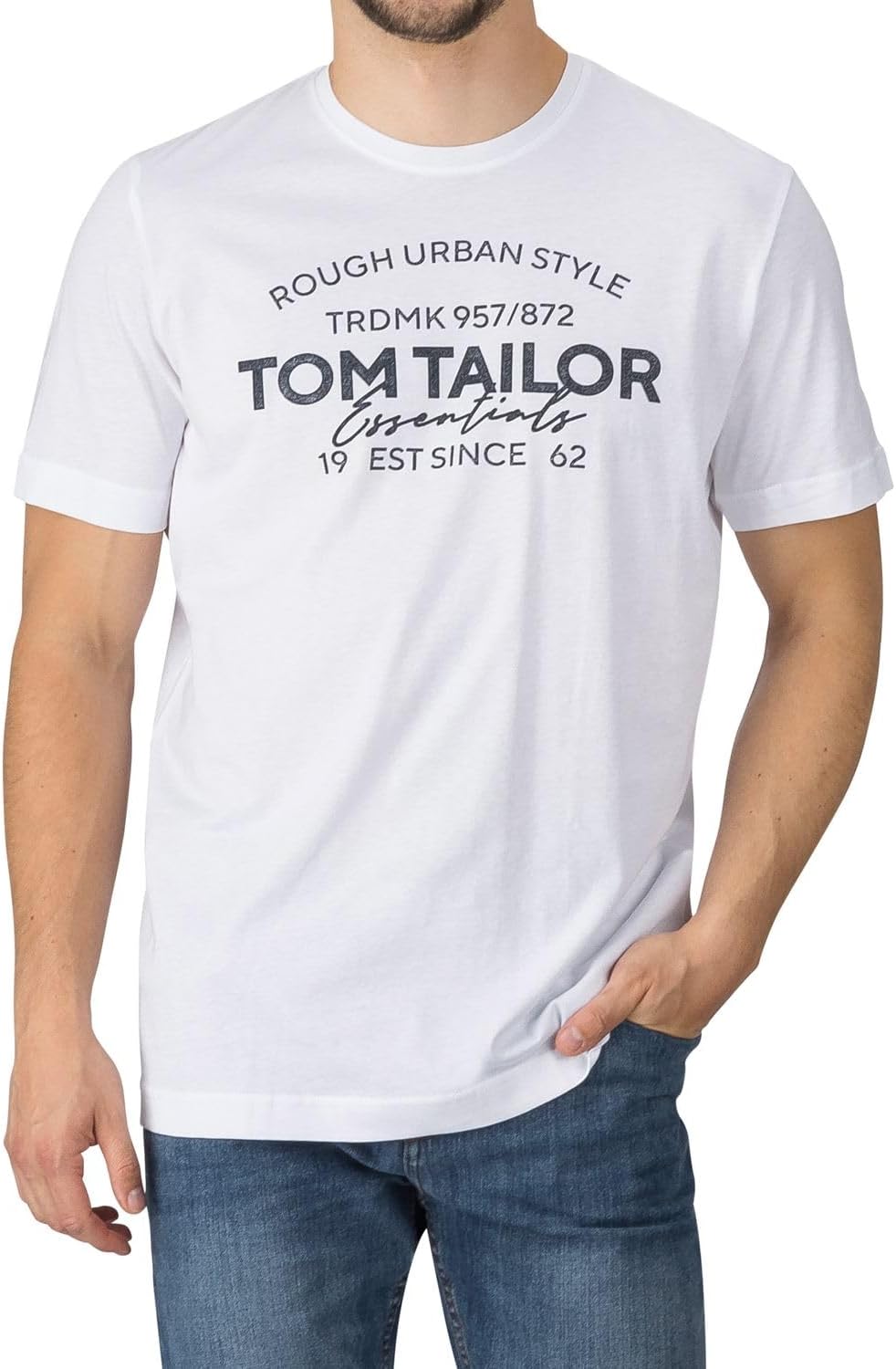Detalle de TOM TAILOR Herren T-Shirt 4er Pack Baumwolle Regular Fit – Rundhals, Logo Print