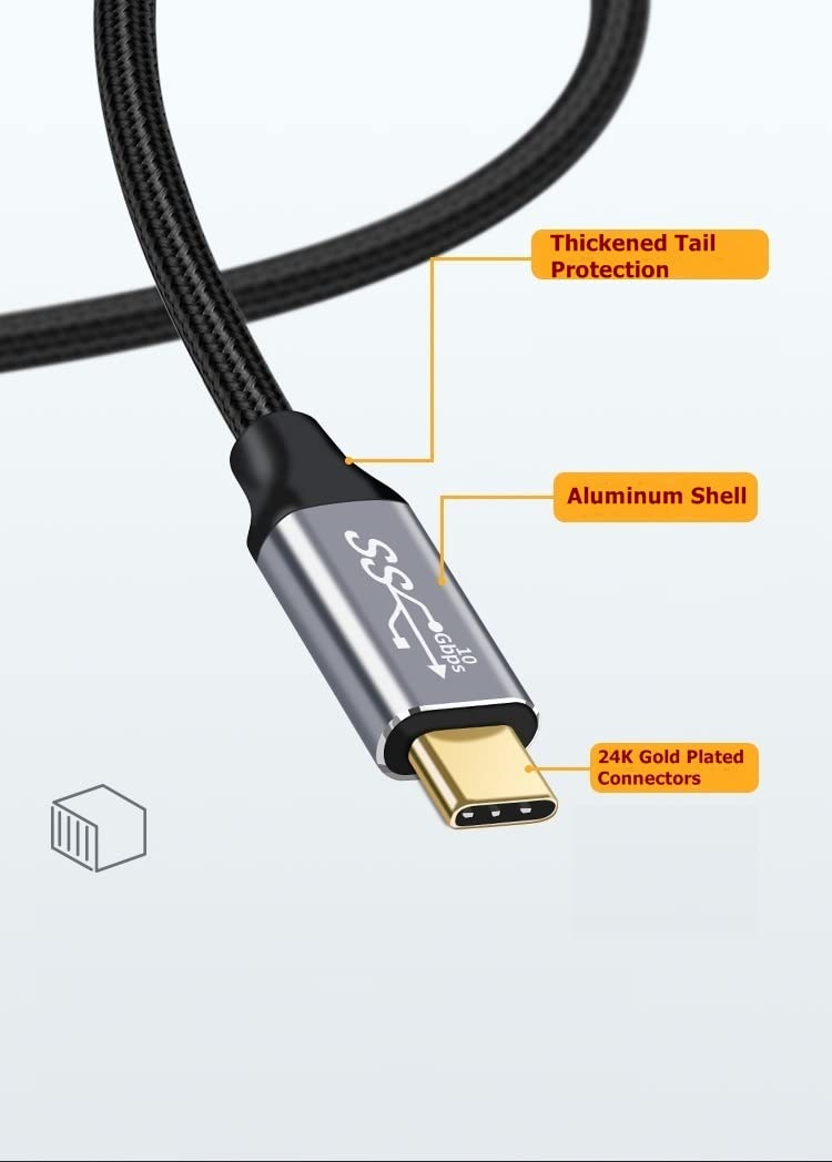 Thumbnail 5 de CAKOBLE USB-C to USB-C 3.1 Gen2 Cable (10Gbps, 100W PD, 4K@60Hz) – 2m USB-C charging and data lead