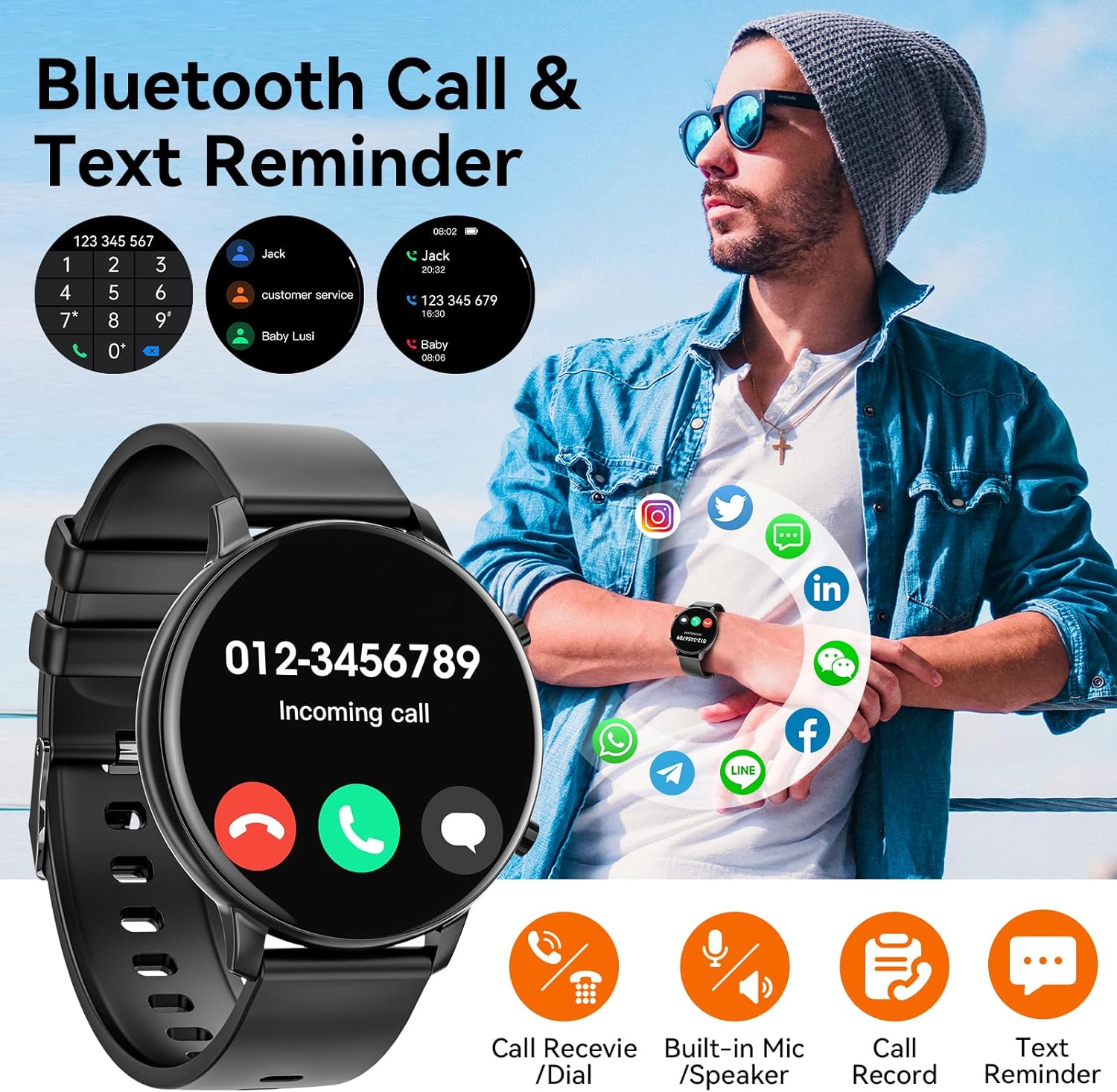 Thumbnail 4 de Hwagol Smart Watch (Answer/Make Calls) with 1.39" Fitness Tracking
