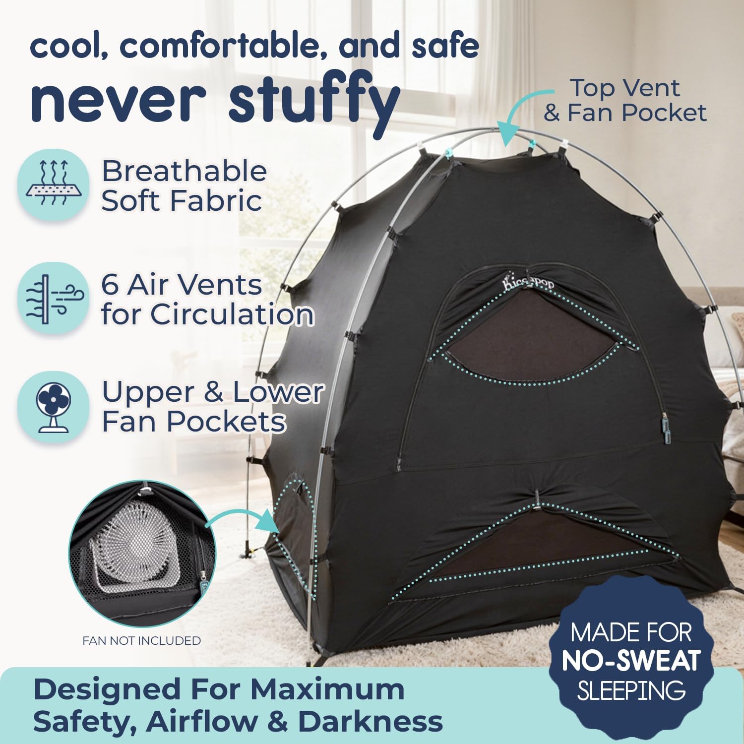 Thumbnail 2 de Hiccapop Daydreamer Blackout Tent pack‑and‑play canopy for sleep pod
