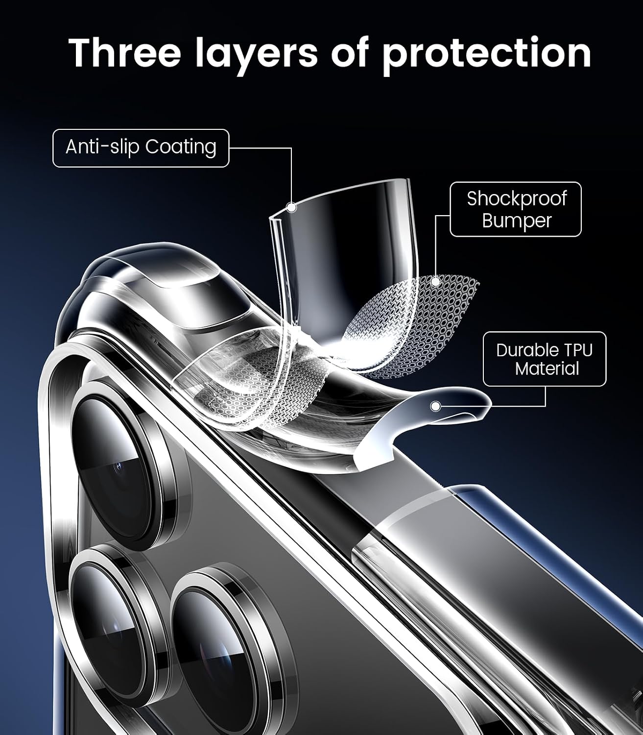 Detalle 1 de Mkeke K28-18P Clear iPhone 18 Pro Case with Raised Edge Protection