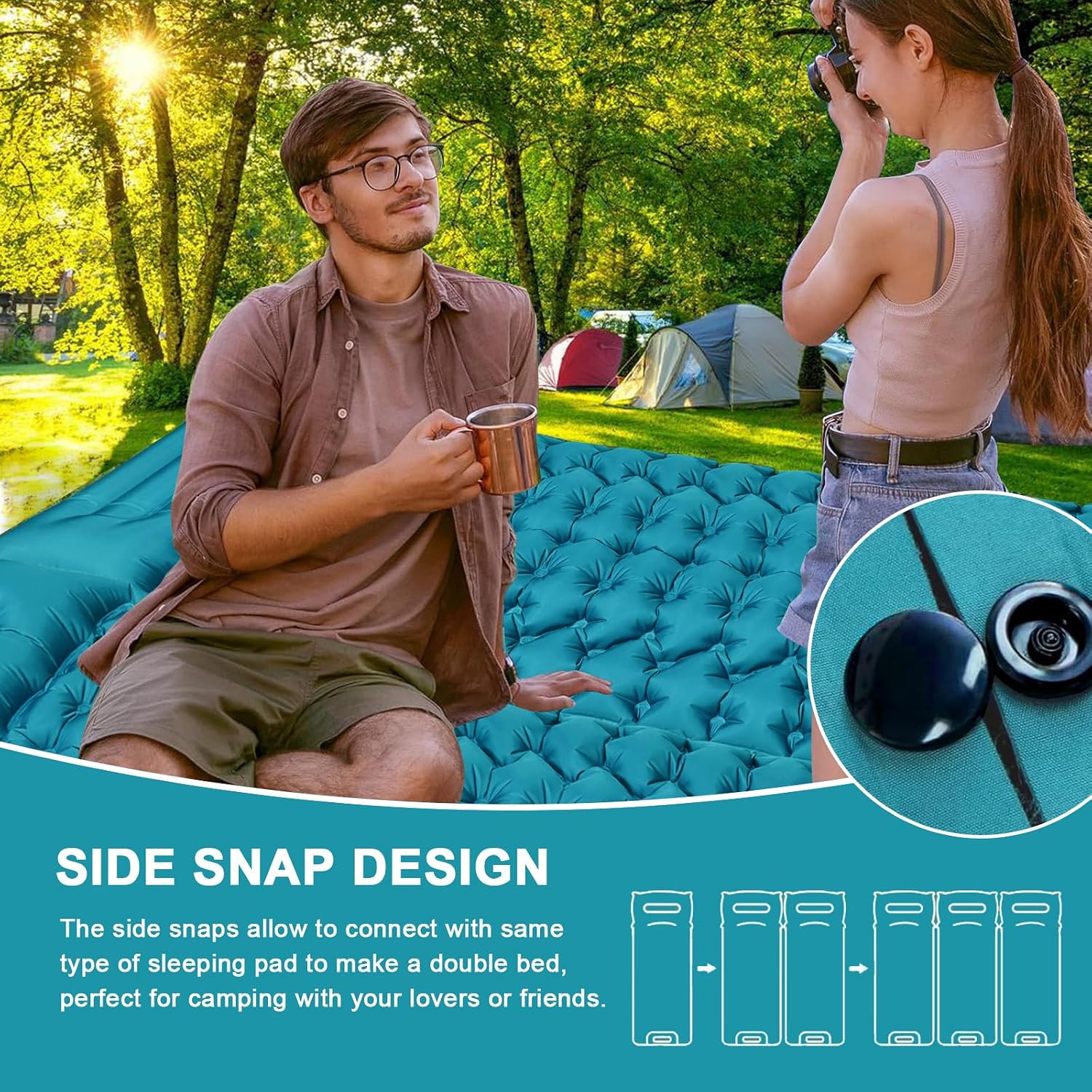 Thumbnail 6 de Xndryan Camping Mat Inflatable Mattress with Built-in Foot Pump