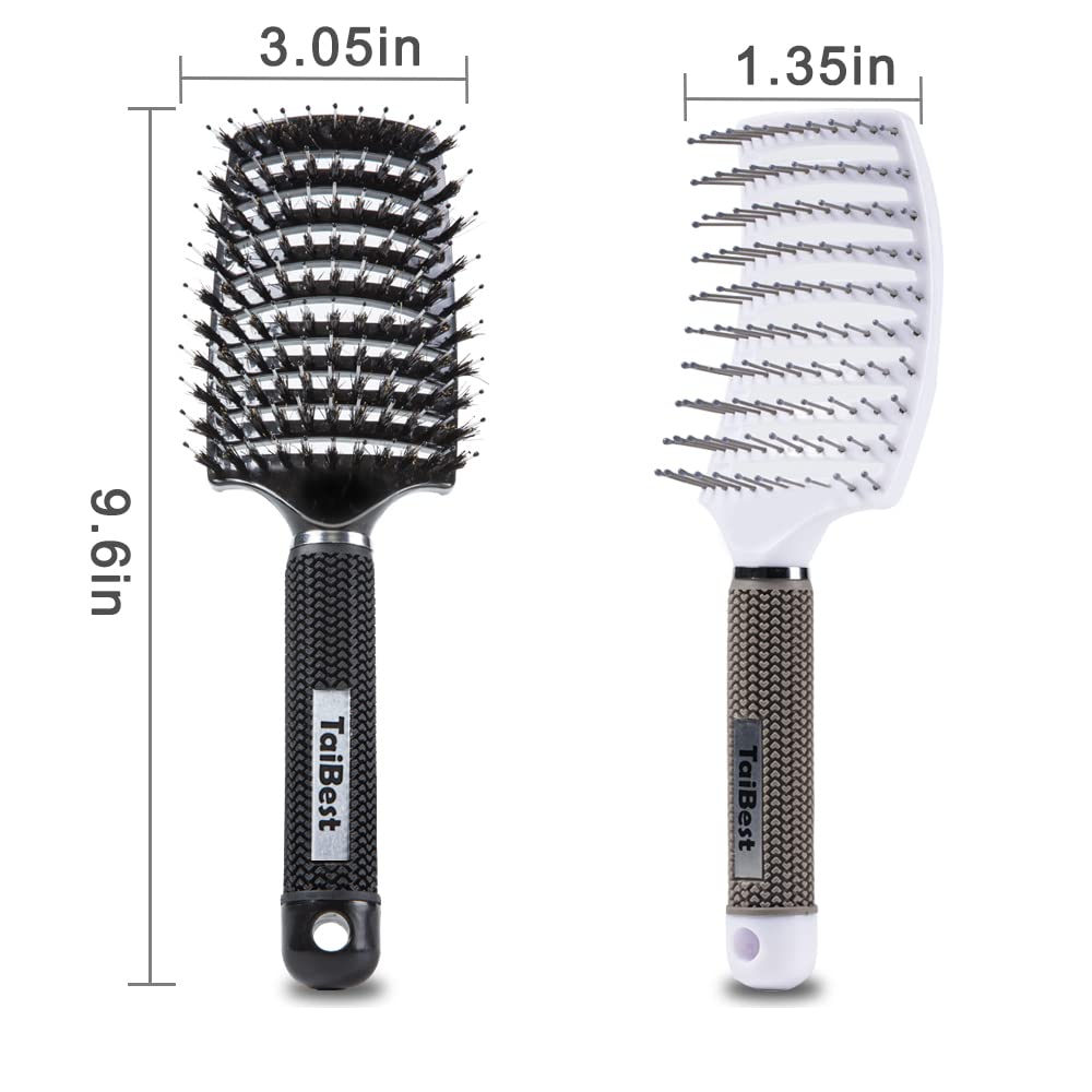 Detalle 1 de TaiBest Boar Bristle Hair Brush Set, Vented Wet/Dry Detanglers