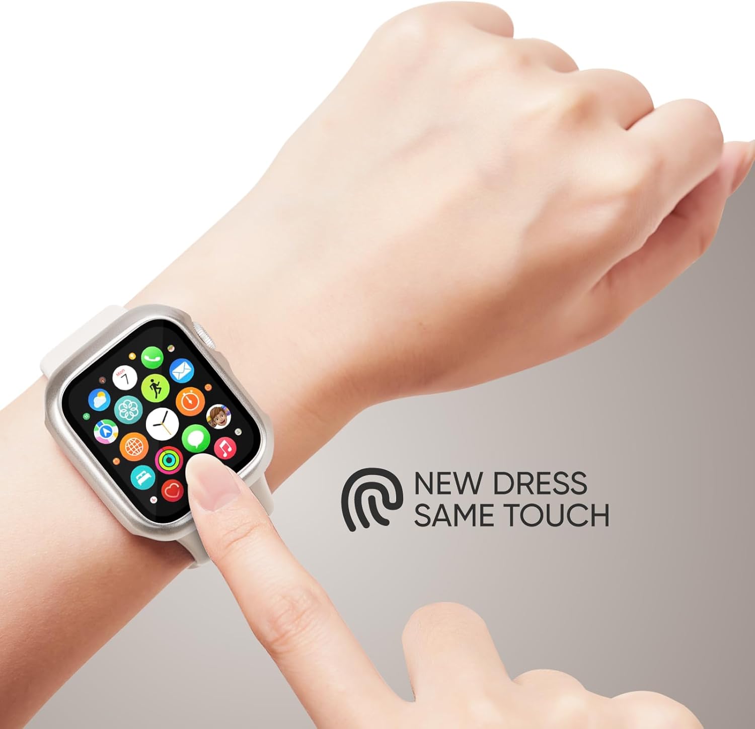 Thumbnail 3 de Joehwerr 3-in-1 silicone Apple Watch strap set for 40mm, with protective cover and 9H tempered glass (Starlight)