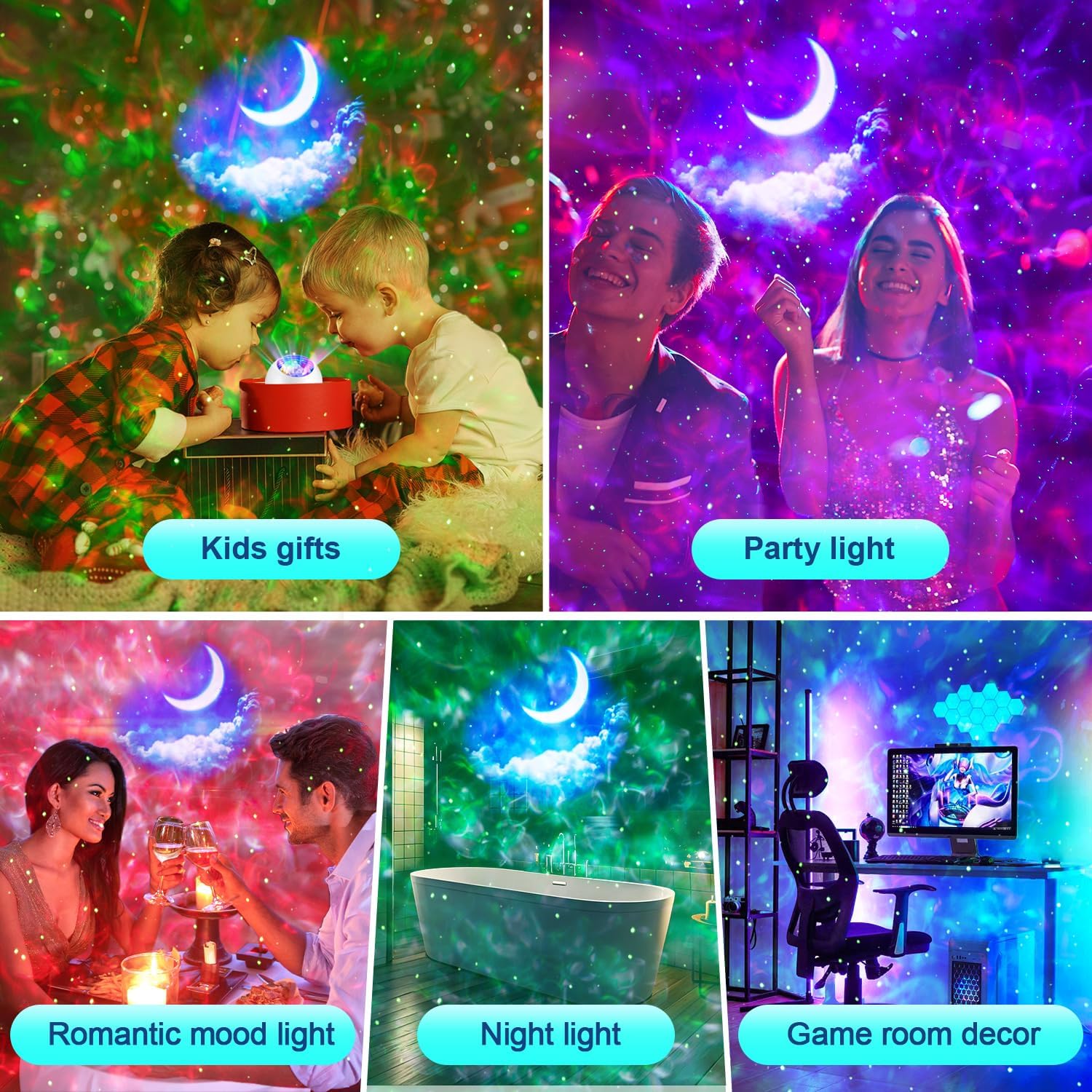 Thumbnail 5 de Sternenhimmel Projektor für Kinder – 3-in-1 Mondlicht, Galaxie-LED-Projektor, Fernbedienung