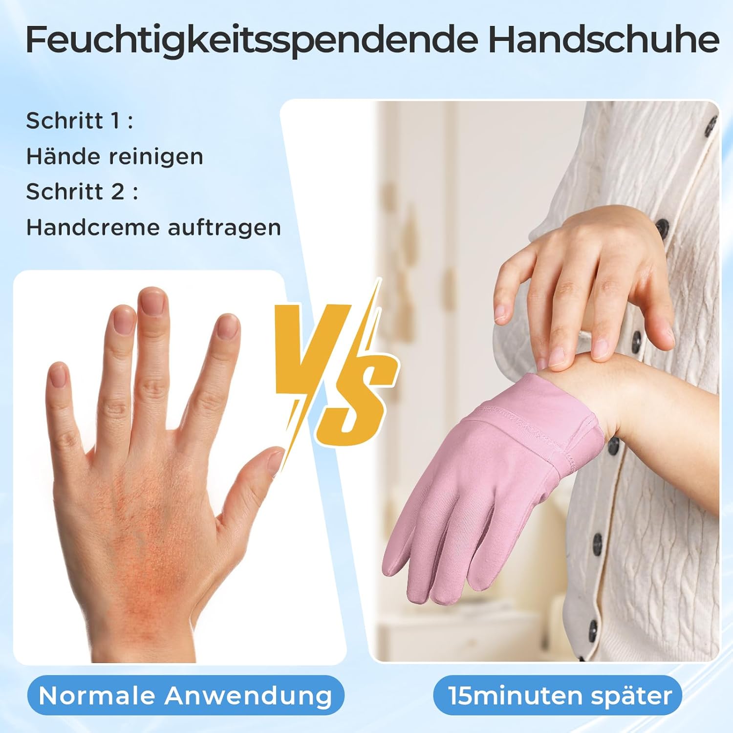 Thumbnail 2 de Donfri 5 Paar Baumwollhandschuhe für Neurodermitis (rosa) – Baumwolle gegen trockene, rissige Haut
