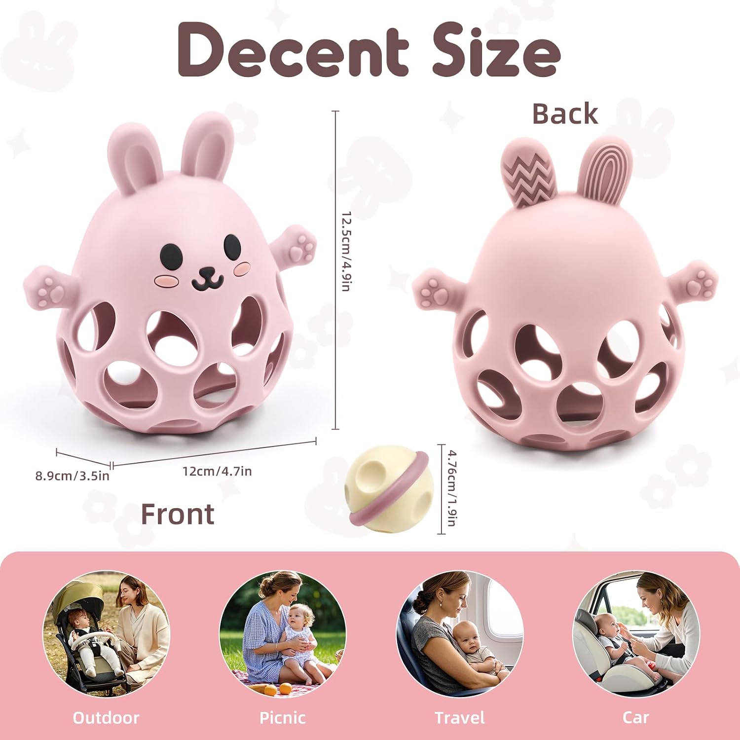 Thumbnail 6 de Baby Sensory Teething Toy with Rattle for Newborn to 18 Months: Silicone Bunny Chew Toy
