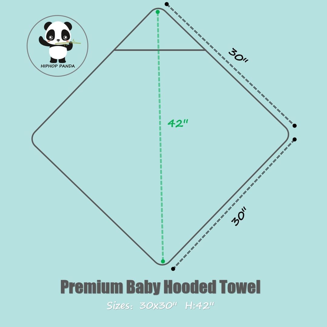 Detalle 1 de HIPHOP PANDA Bear Hooded Baby Towel, 2-Layer 500 GSM Rayon from Bamboo