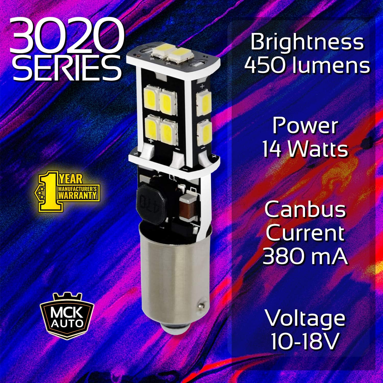 Detalle 2 de MCK Auto H21W BAY9s LED Canbus Bulbs – White, Very Bright Sideli ghts and Reversing Lights (F30/F31 LCI) GA4L3
