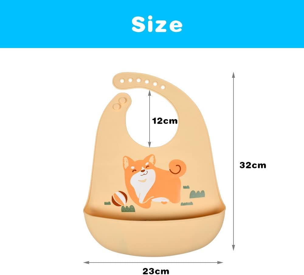 Thumbnail 1 de Vicloon Bavaglini in silicone regolabili (2 pezzi) senza BPA, con tasca raccogli-briciole e 6 misure