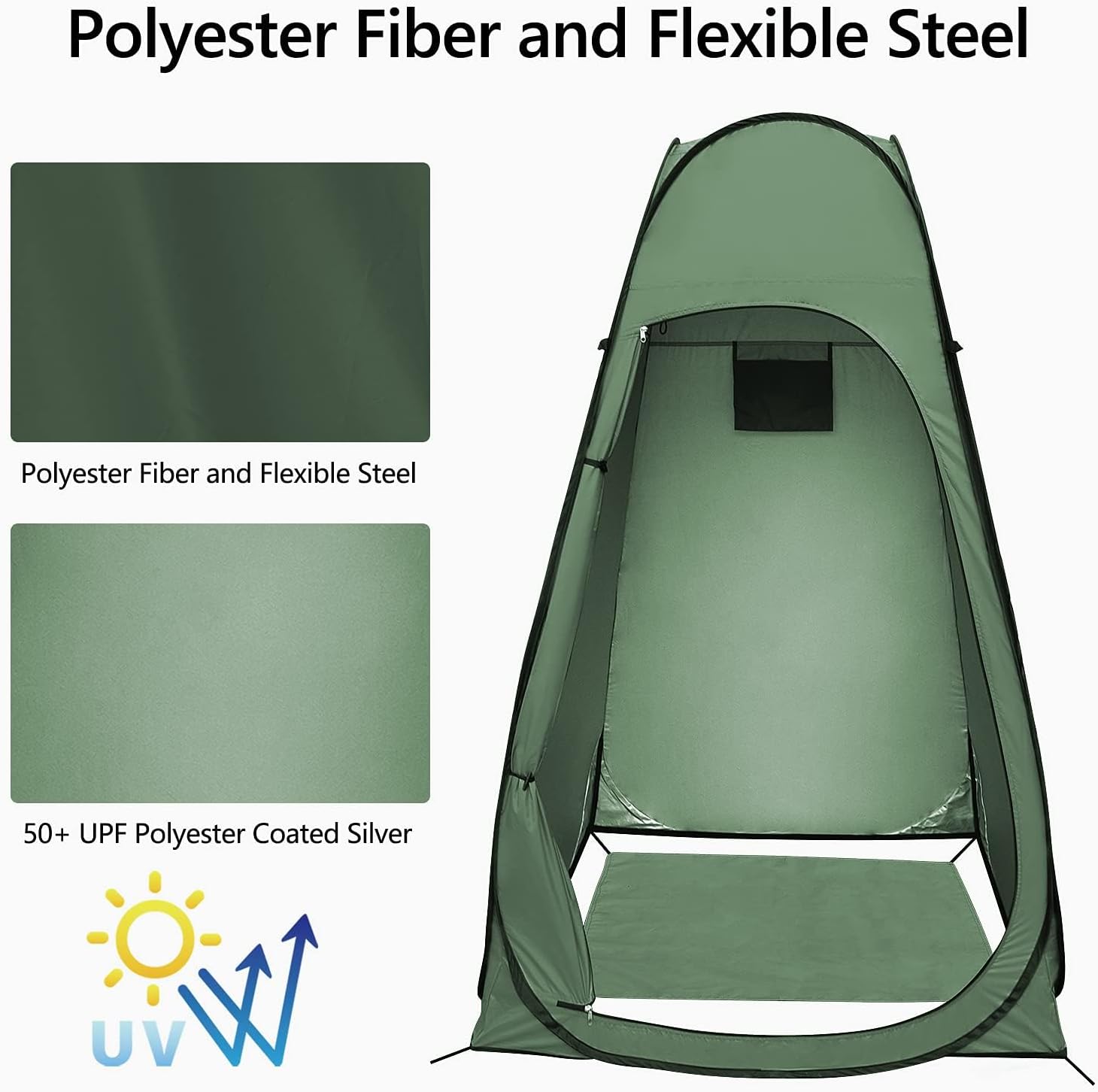 Detalle de Tenda Doccia Campeggio Pop-Up 120x120x190 cm - Gazebo Esterno con Privacy, Verde Scuro