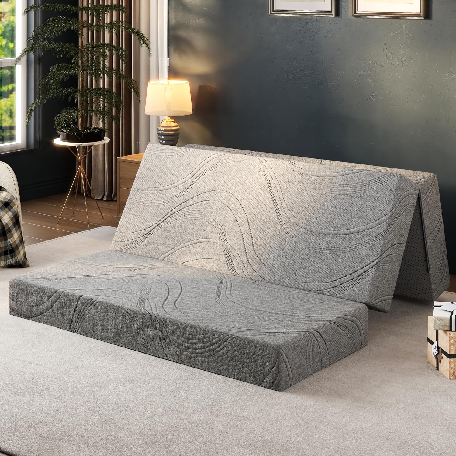Detalle de Fancylion 6-Inch Folding Memory Foam Mattress Topper—Queen Size